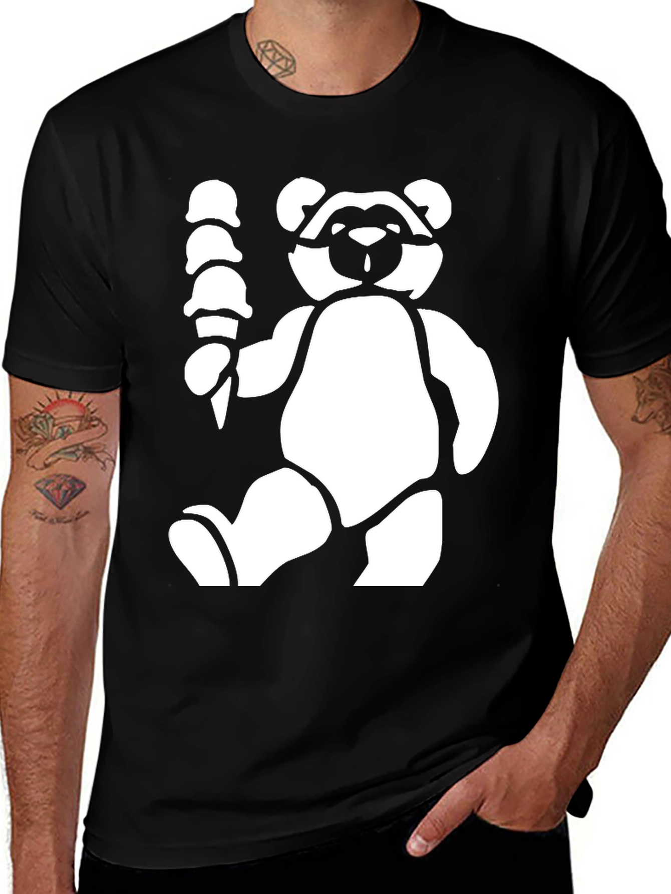Variant 18 of Cool Bear Ice Cream Graphic Tee - Black