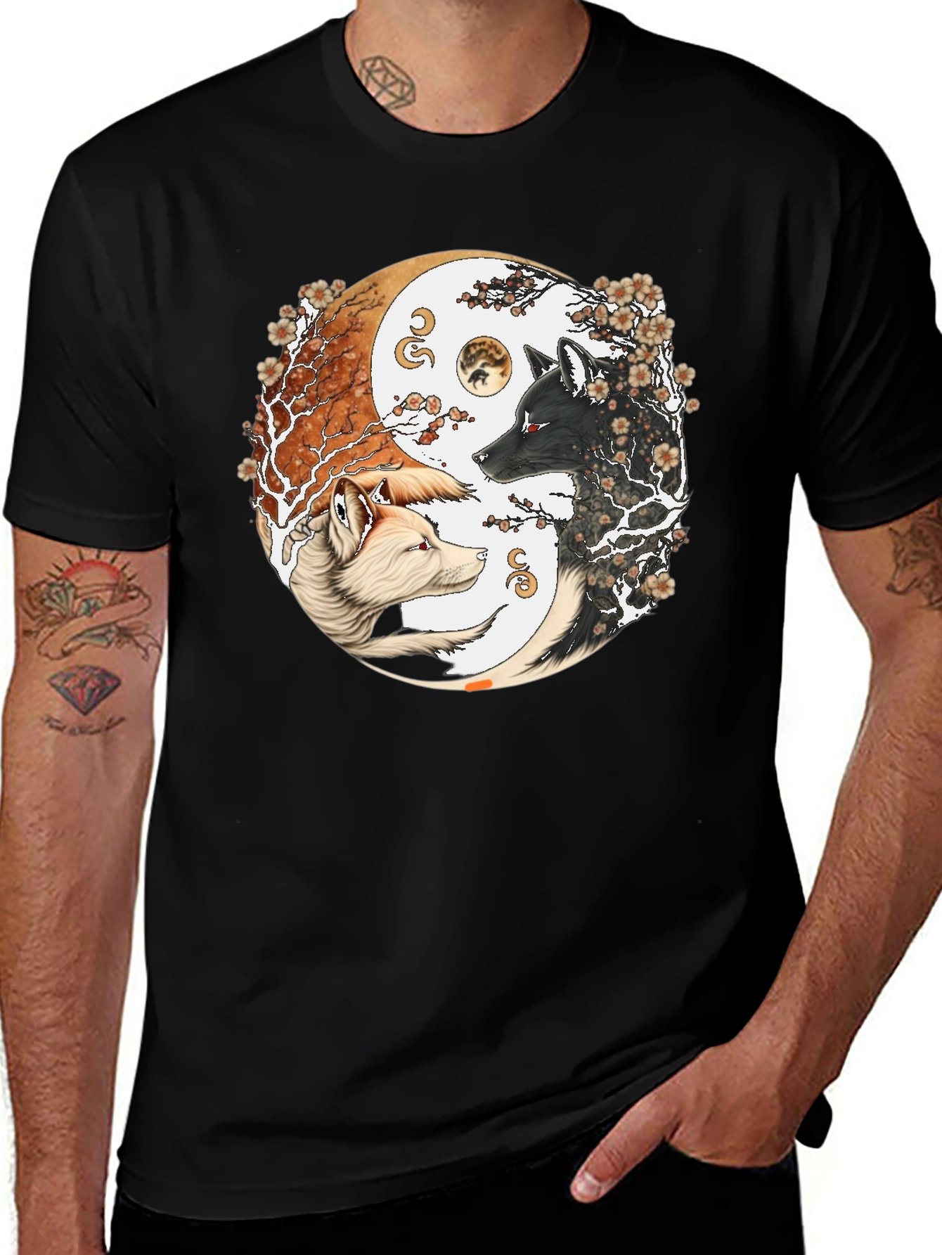 Variant 14 of Yin Yang Wolves Graphic Tee