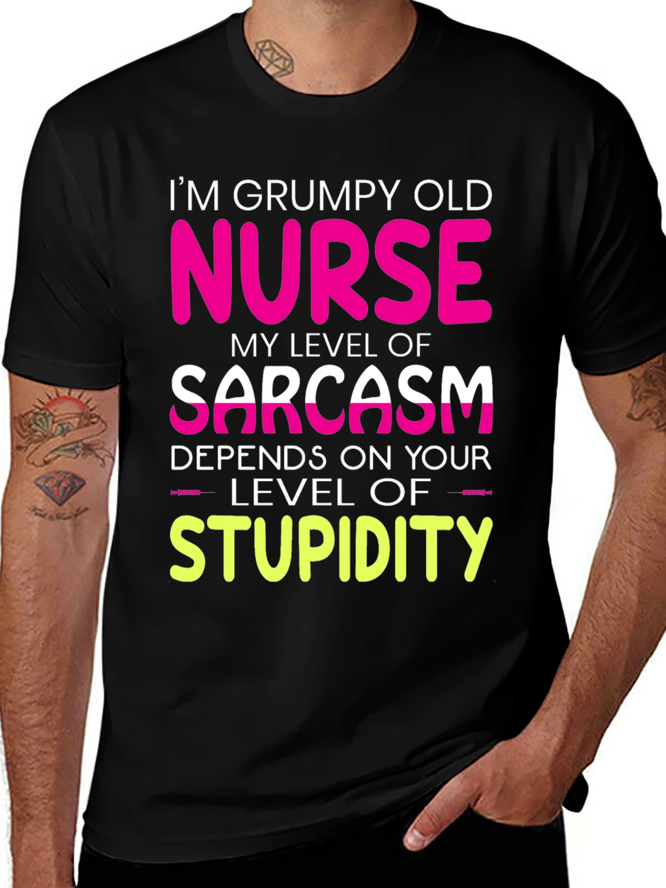 Variant 8 of Grumpy Old Nurse T-Shirt Sarcasm Level Funny Tee