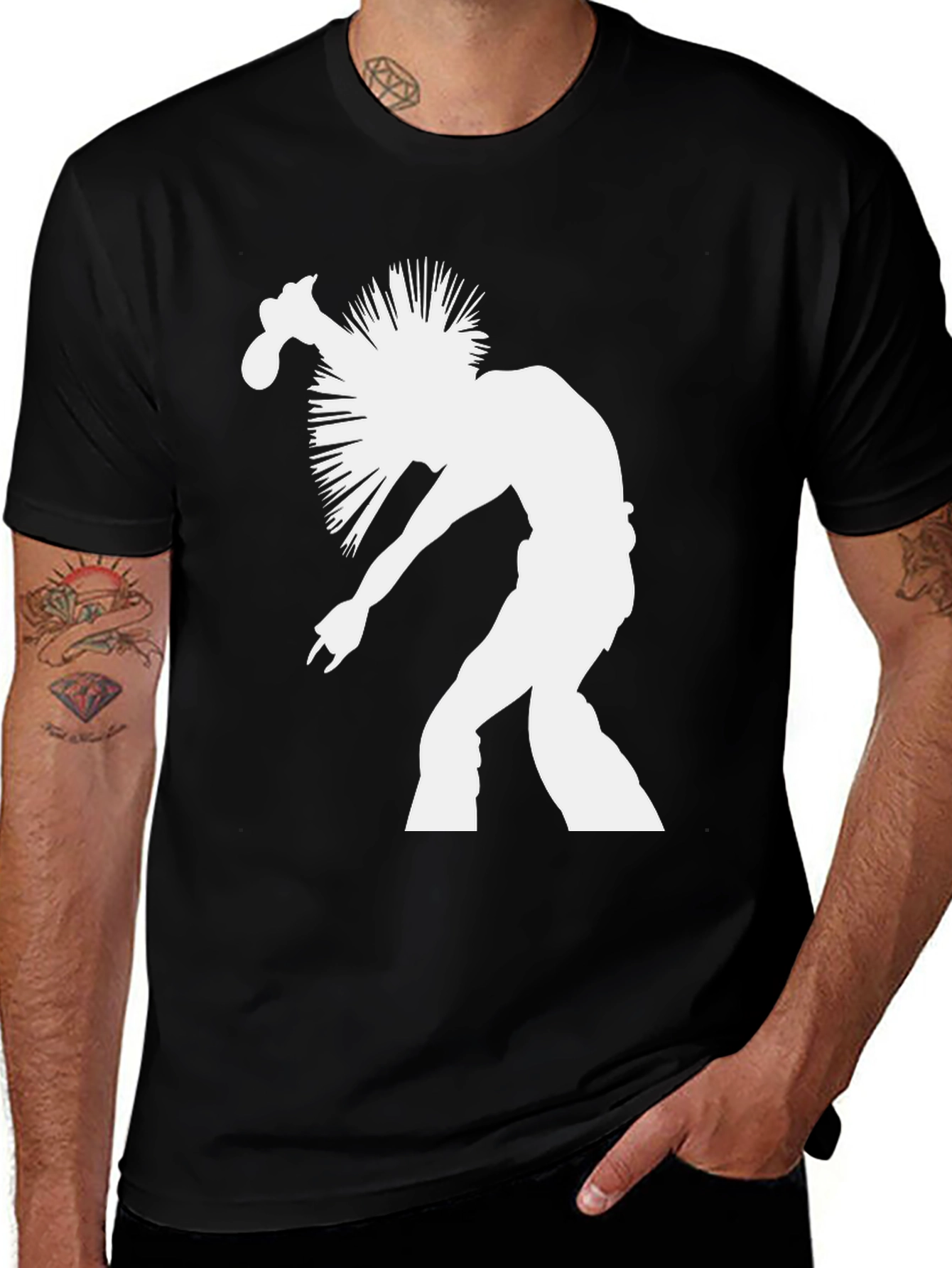 Variant 7 of Punk Rock Silhouette Graphic Tee - Black Cotton T-Shirt