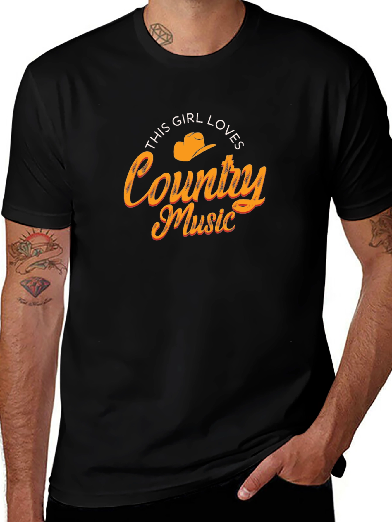 Country Music Girl's Black T-Shirt