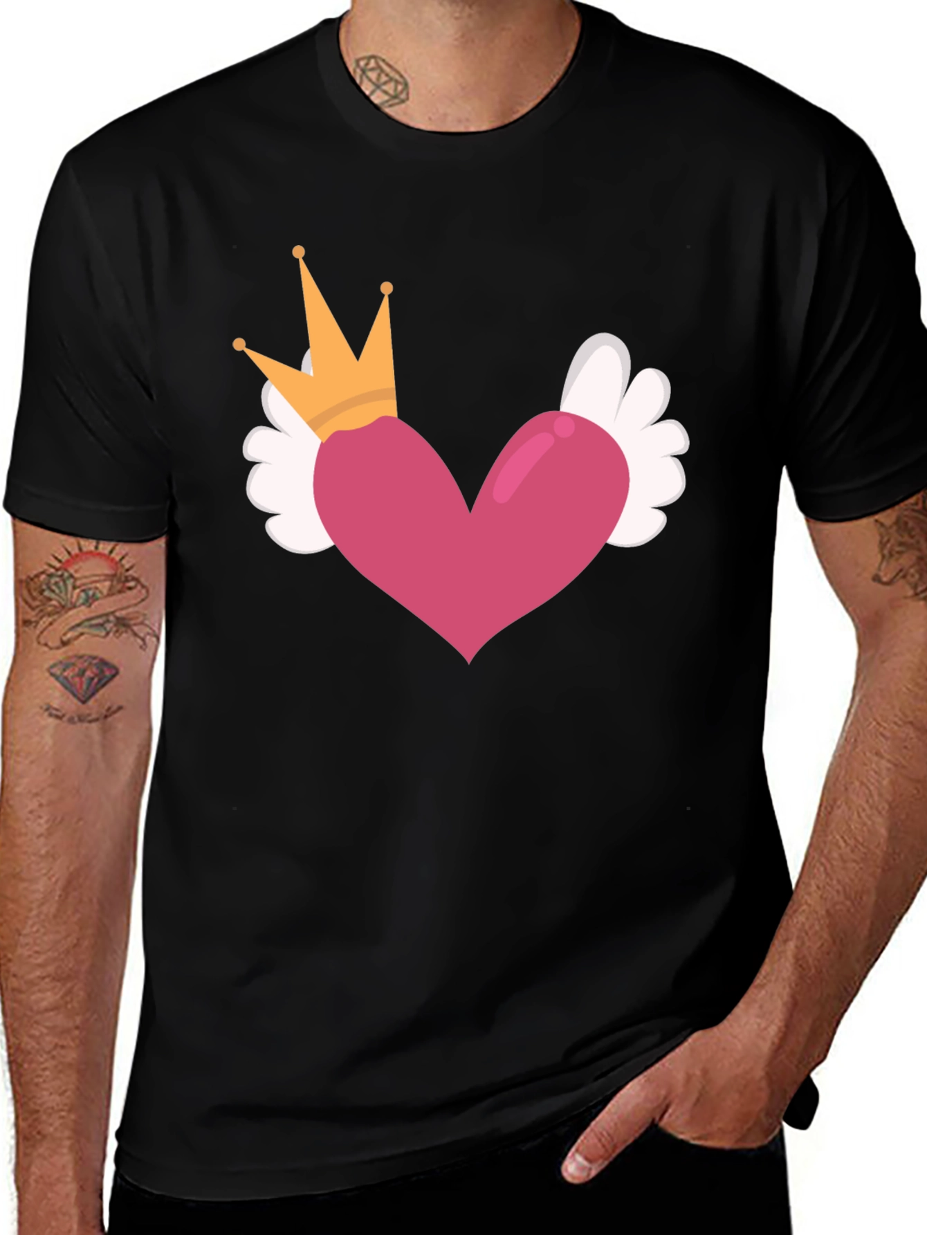 Variant 15 of Heart Crown Wings Black T-Shirt