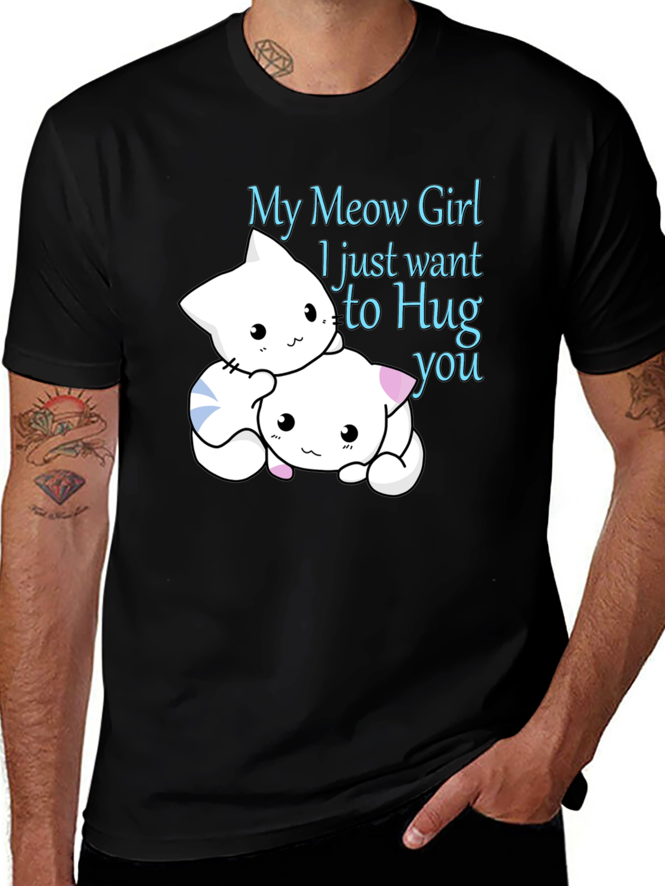 Variant 25 of My Meow Girl T-Shirt: Cute Cat Hug Design, Soft Cotton
