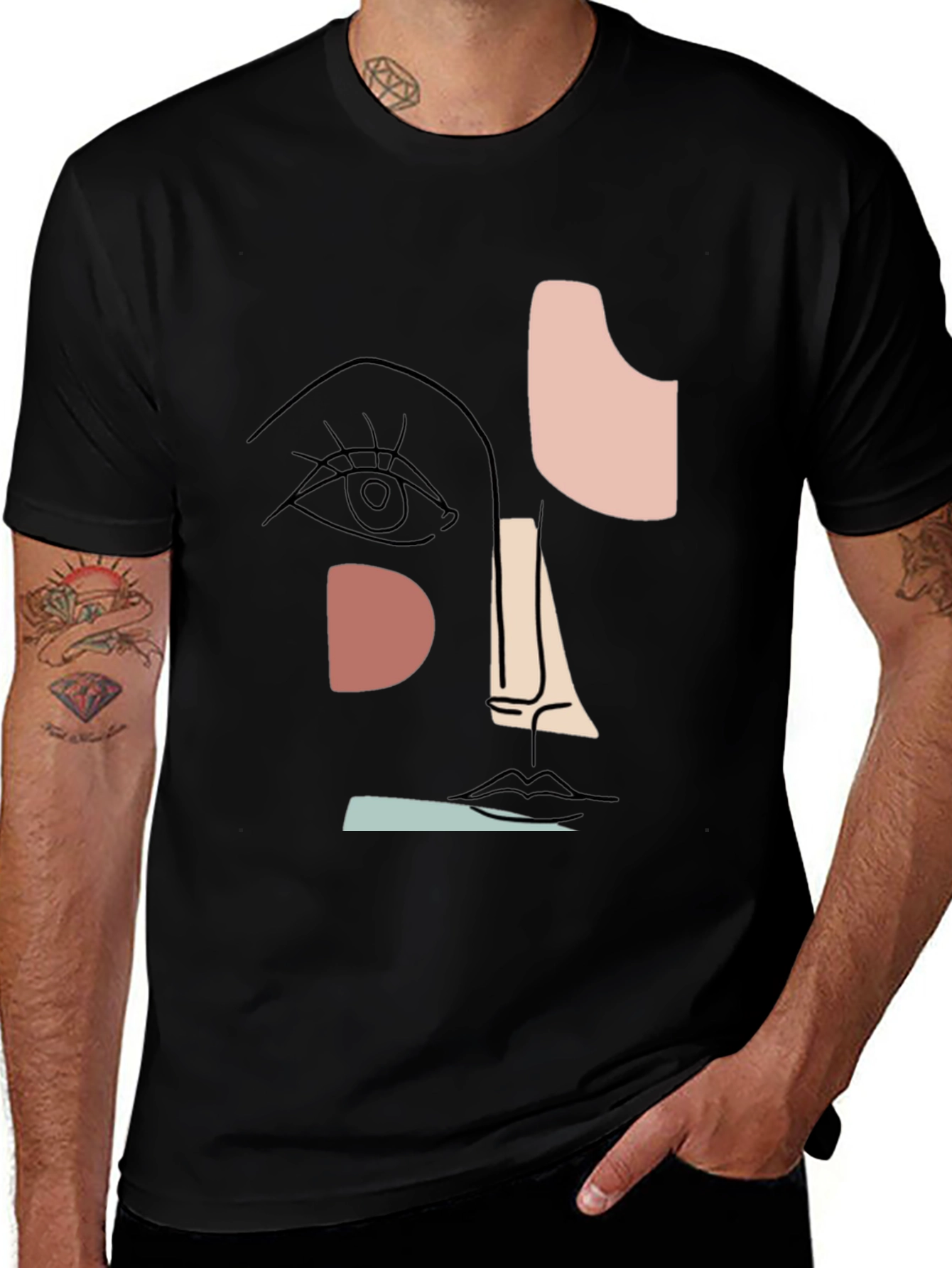 Abstract Face Graphic T-Shirt - Modern Art Tee