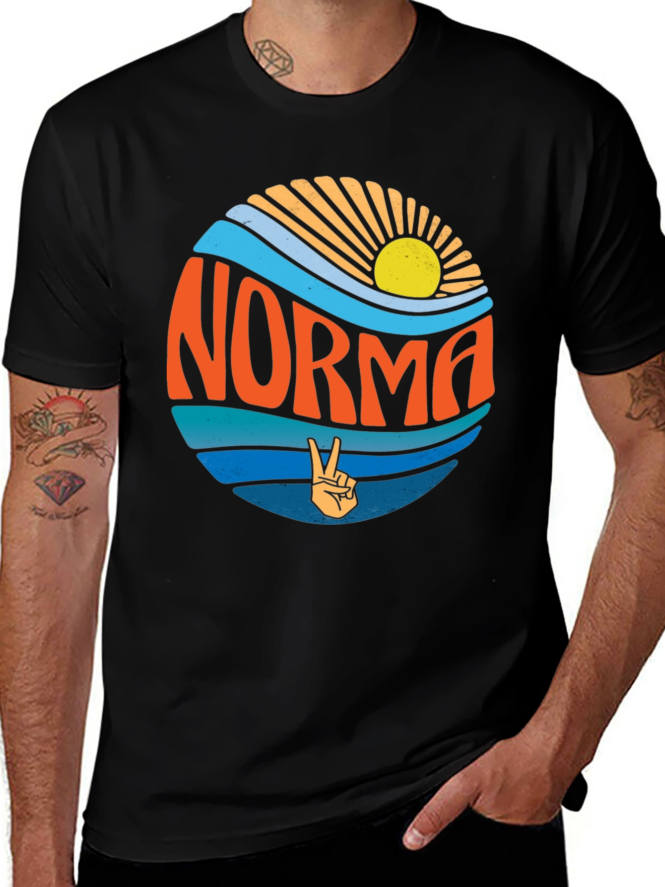 Variant 20 of Norma Retro Beach T-Shirt - Peace Sign