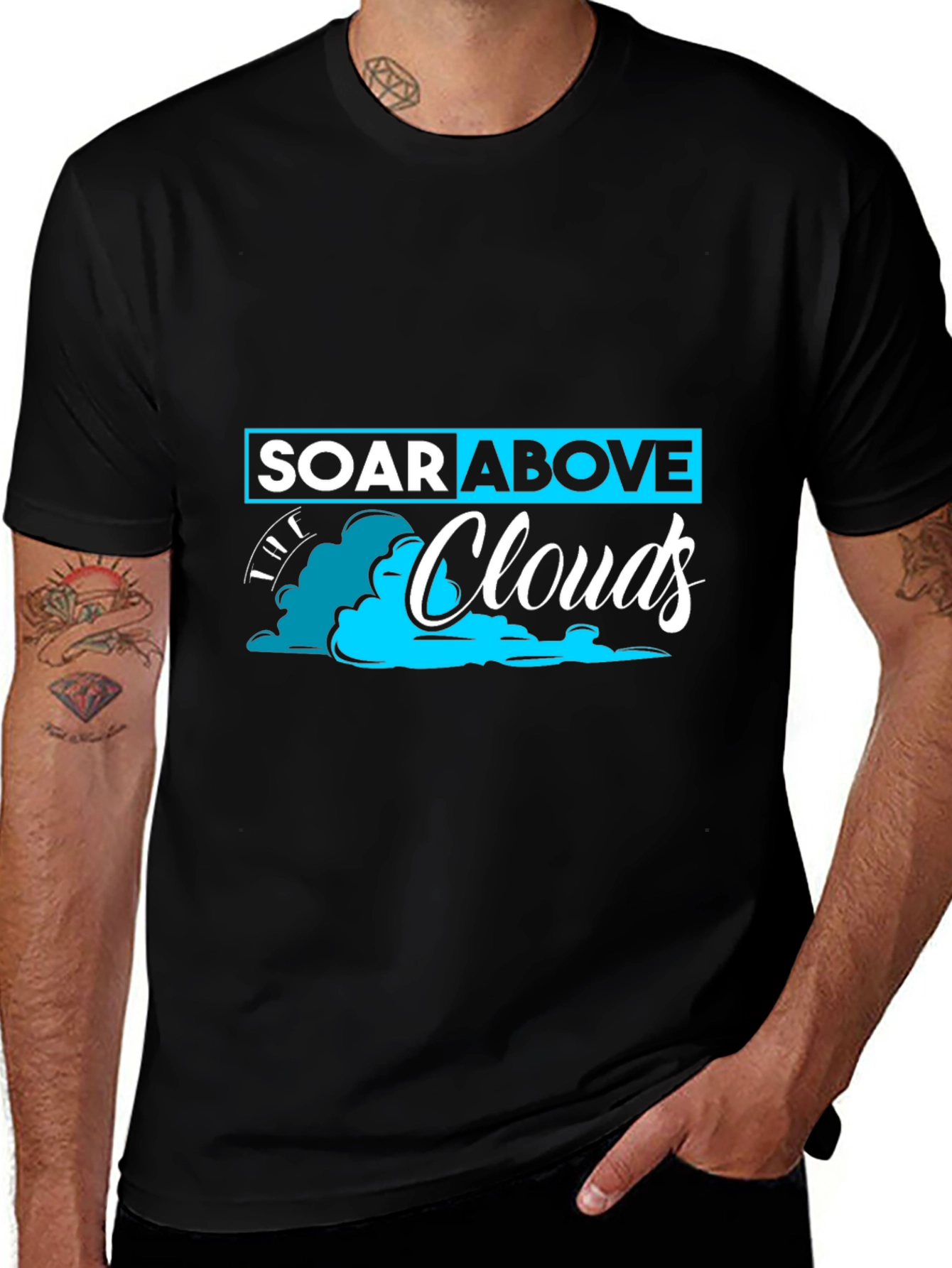 Variant 5 of Soar Above Clouds Black Graphic T-Shirt