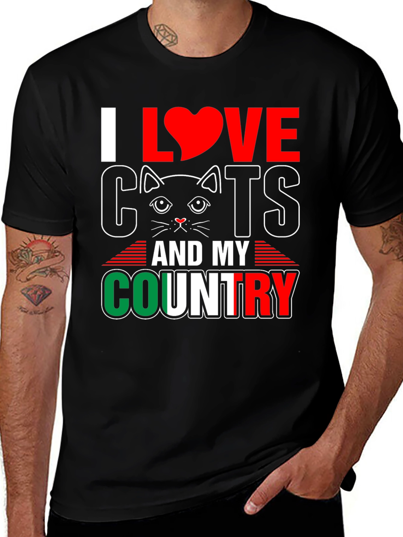 Variant 23 of I Love Cats and My Country T-Shirt