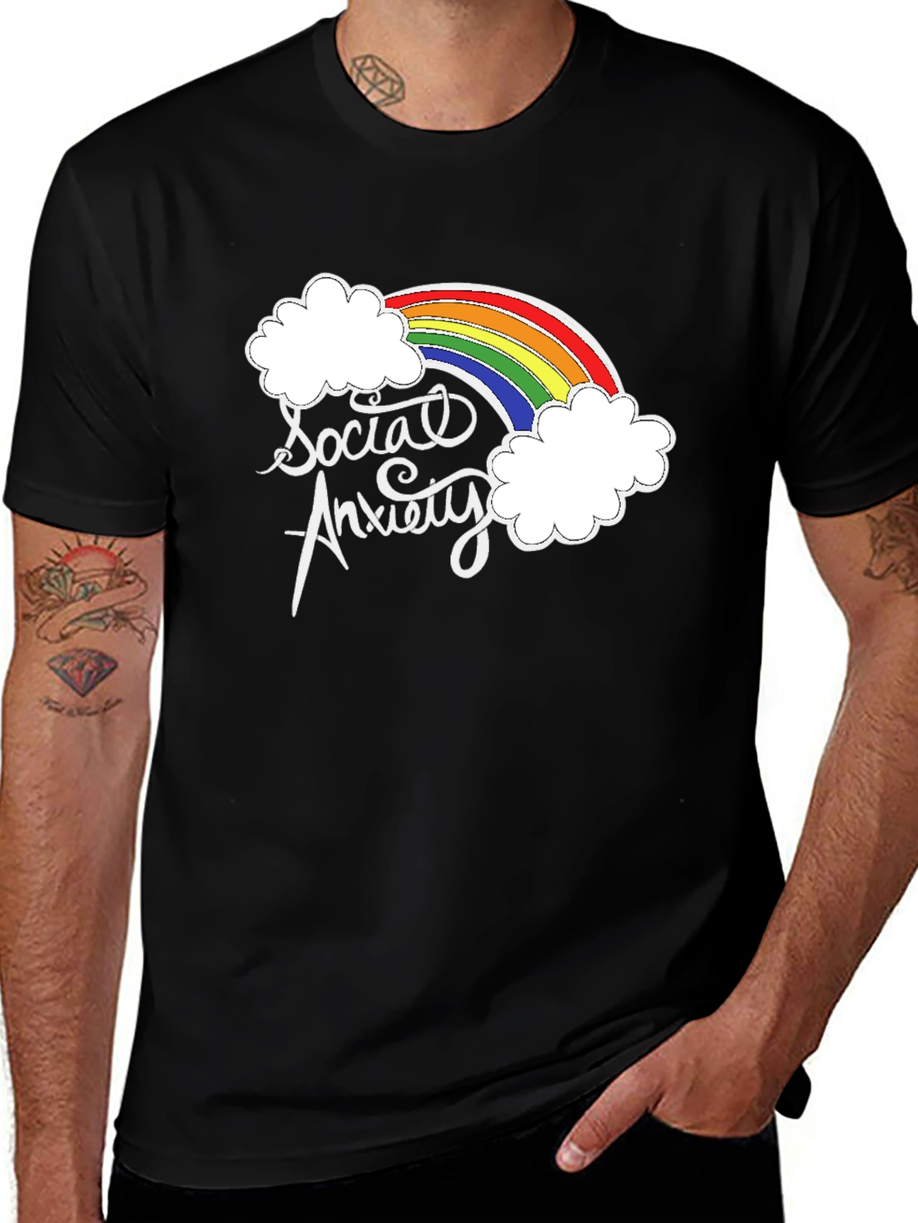 Social Anxiety Rainbow Graphic T-Shirt