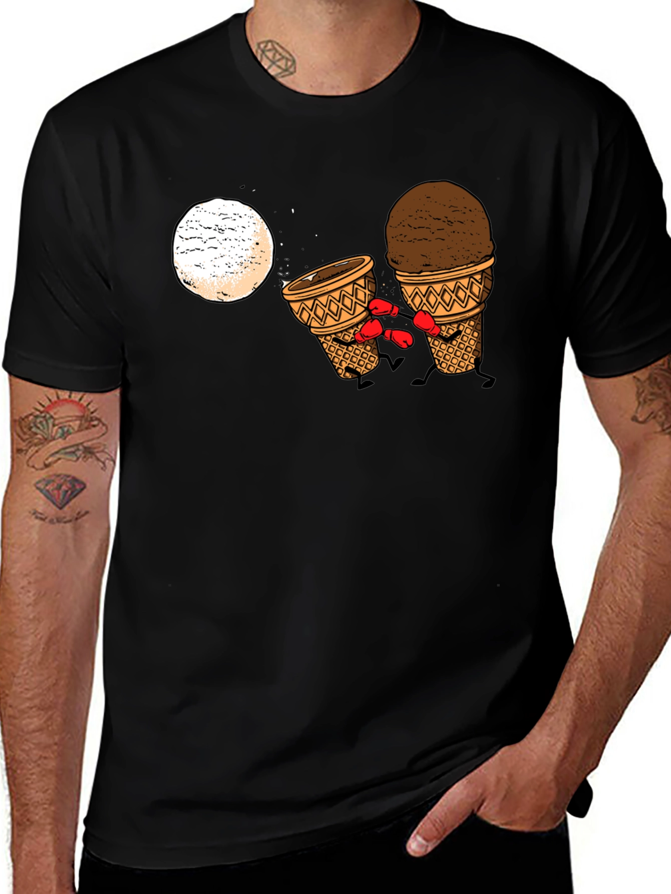 Variant 15 of Funny Ice Cream Boxing Match Graphic Tee