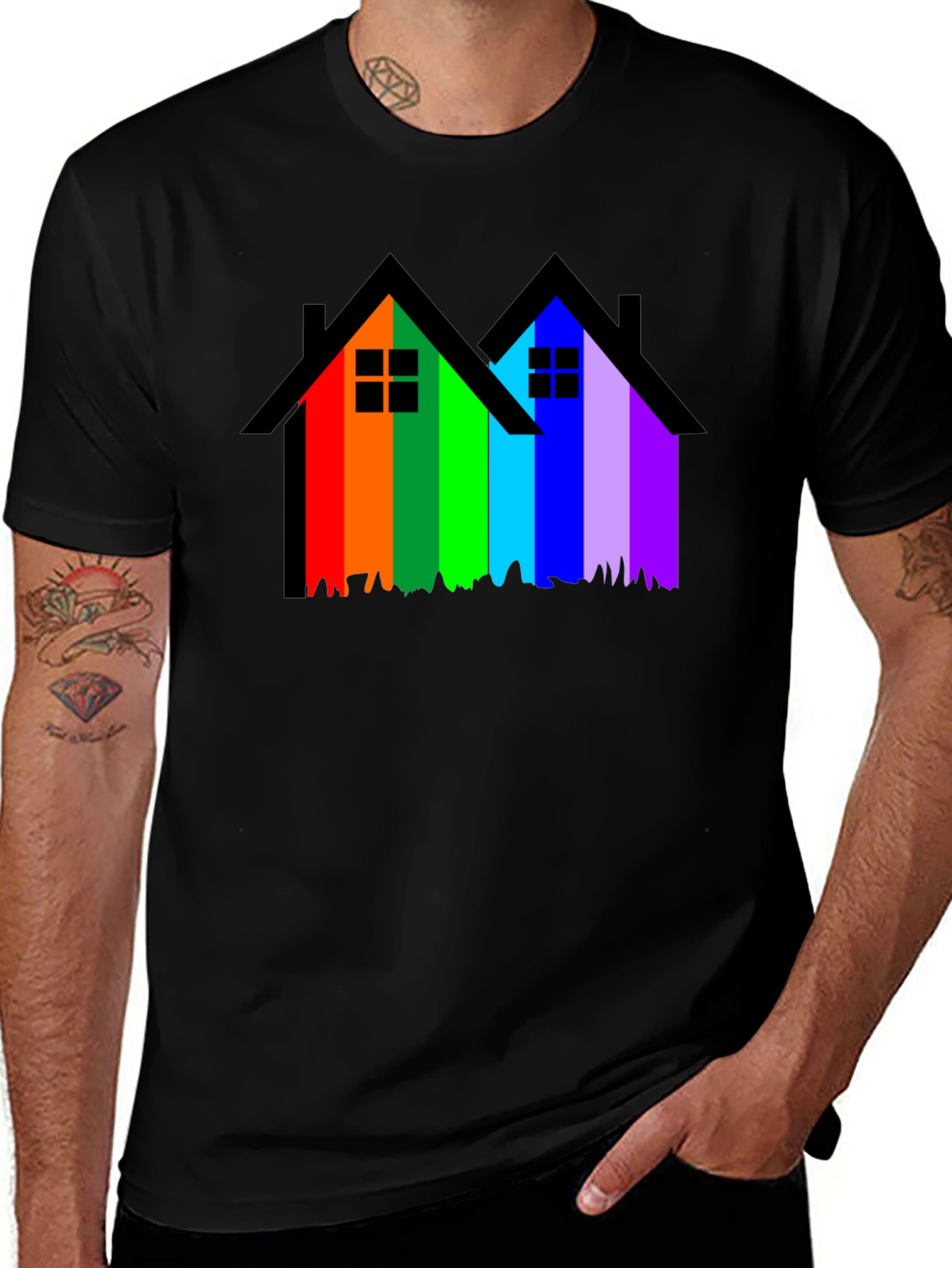 Variant 29 of Rainbow House Graphic Tee - Pride Apparel