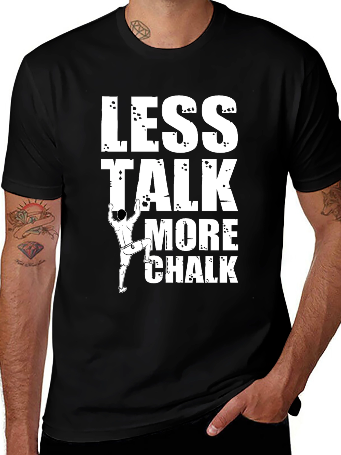 Variant 9 of Climbing T-Shirt: Less Talk More Chalk