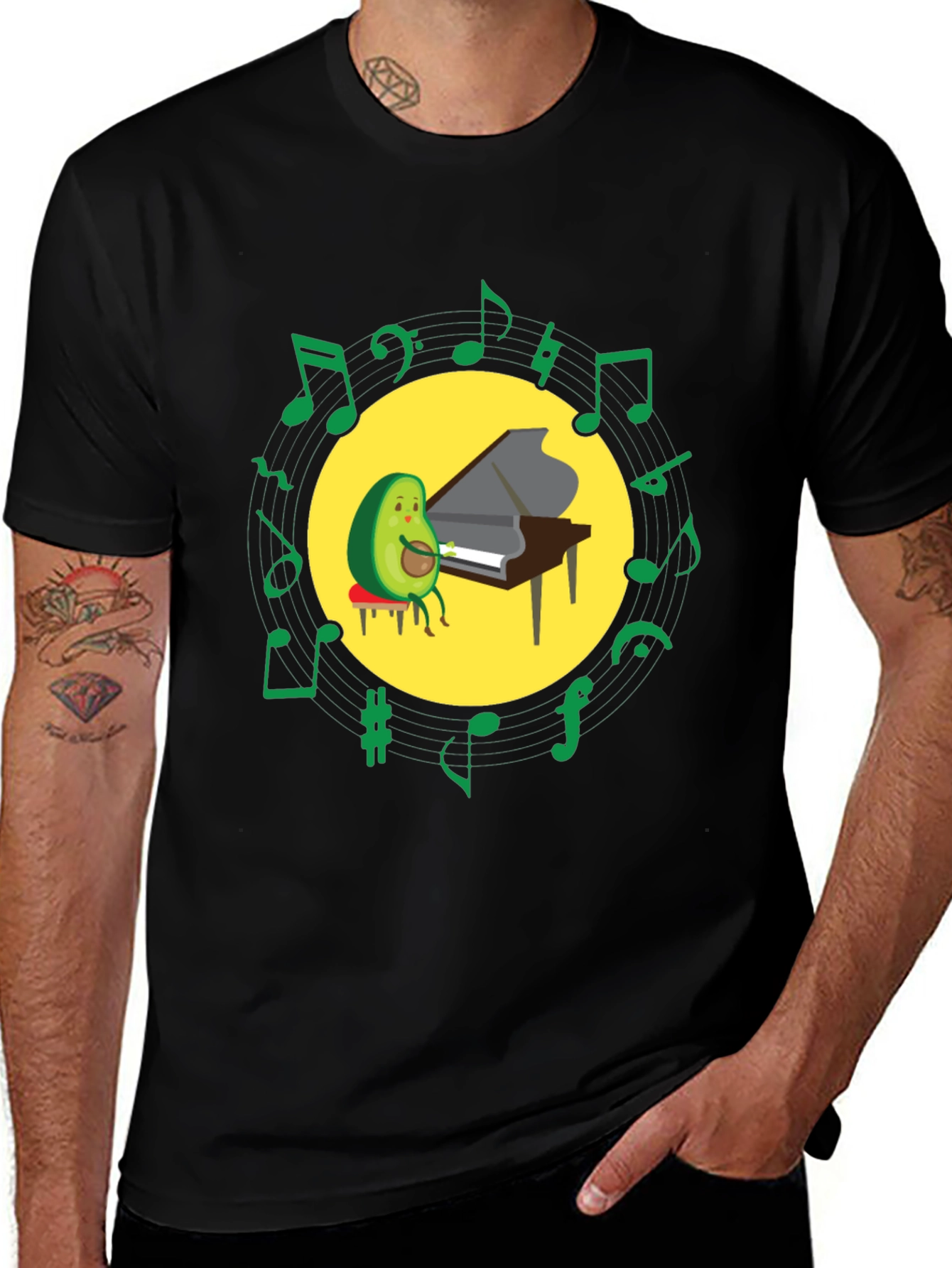 Variant 24 of Avocado Pianist T-Shirt - Funny Music Lover Tee