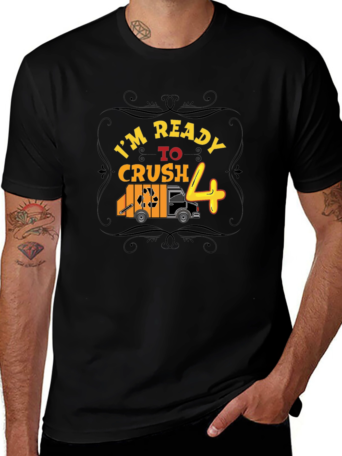 Variant 24 of Ready to Crush 4th Birthday Garbage Truck T-Shirt