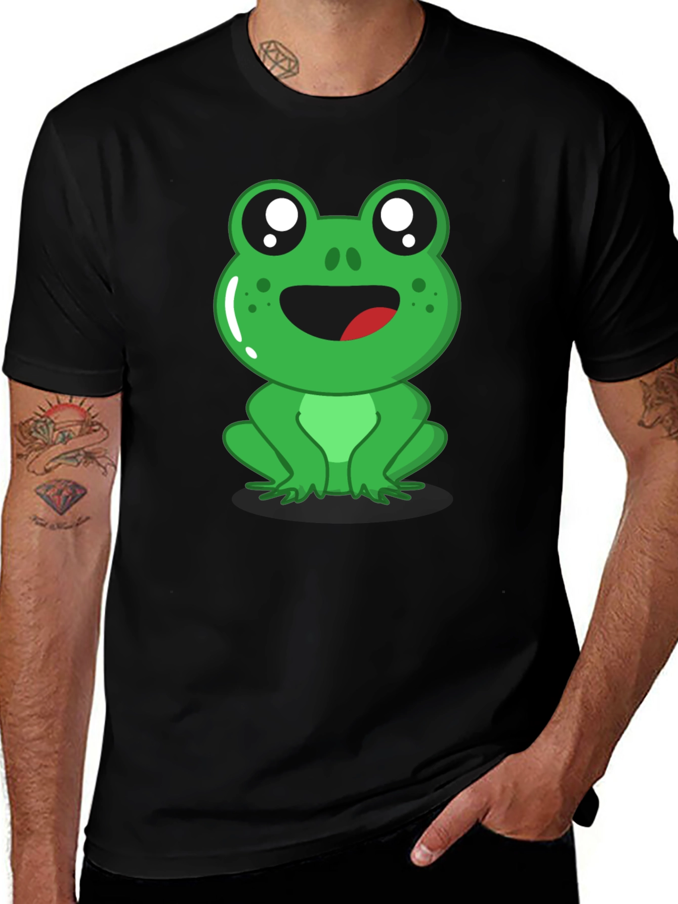 Variant 30 of Frog Graphic T-Shirt - Black Crew Neck Tee