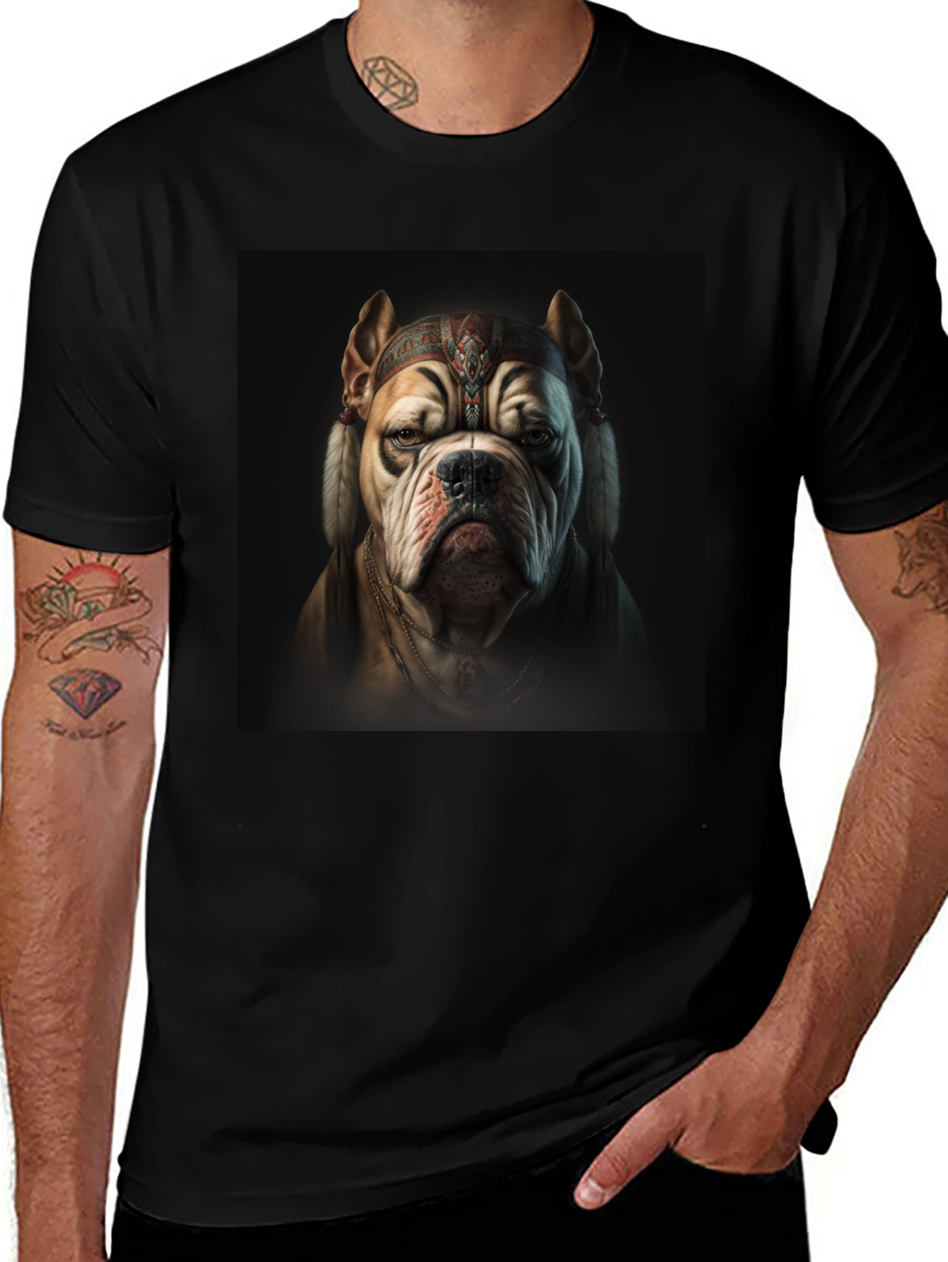 Variant 18 of Bulldog Chief T-Shirt - Unique Graphic Tee