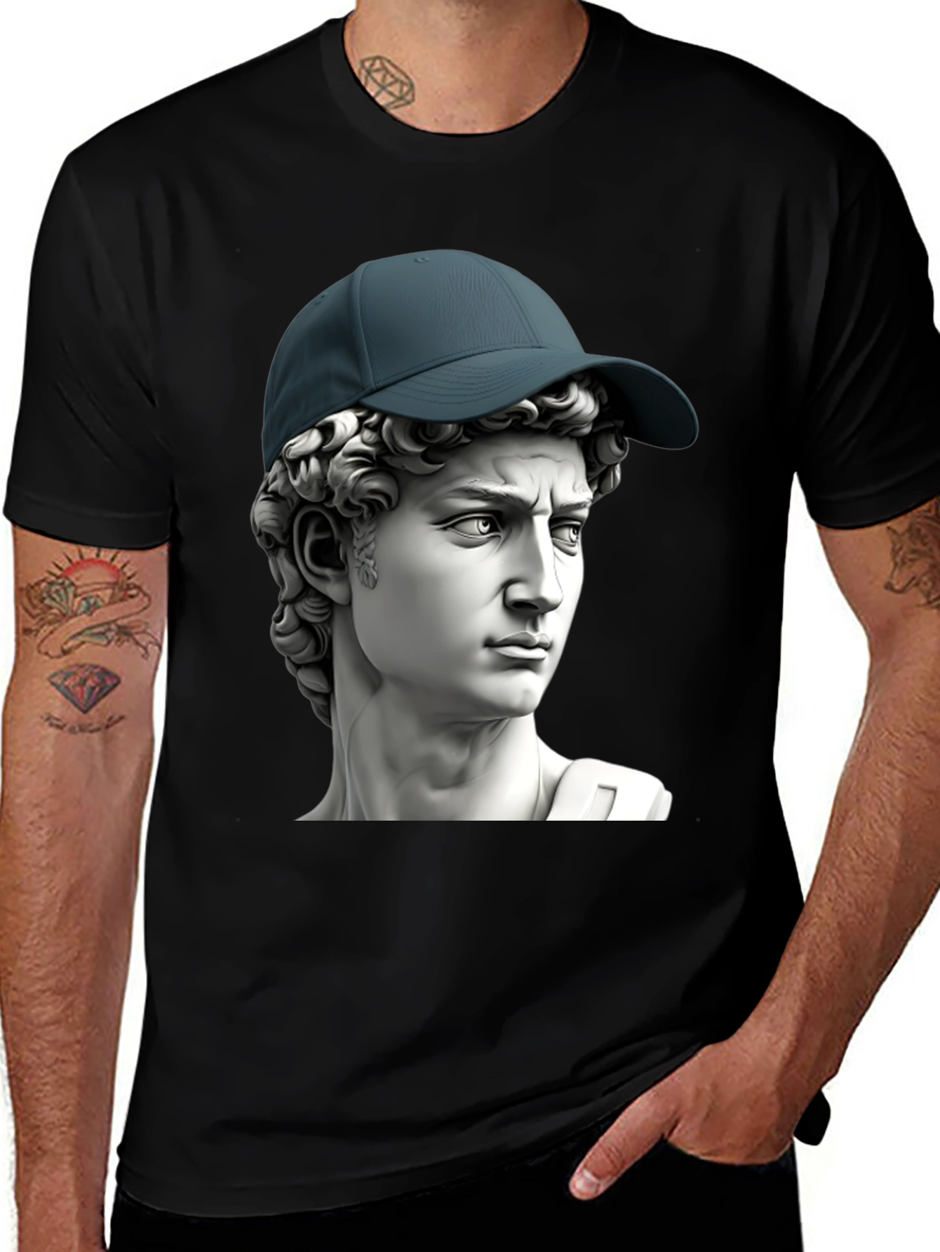 Variant 18 of David Statue Graphic Tee - Classic Art Meets Modern Style