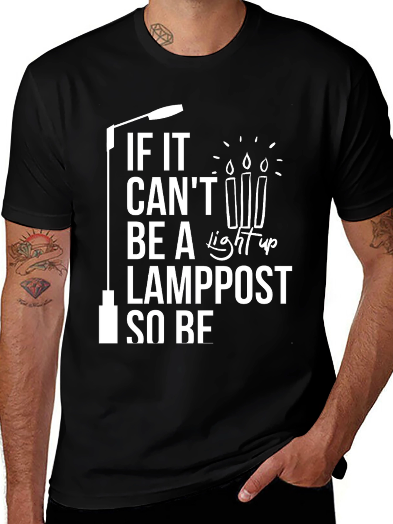 Variant 8 of Funny Lamp Post T-Shirt - Light Up Quote Tee