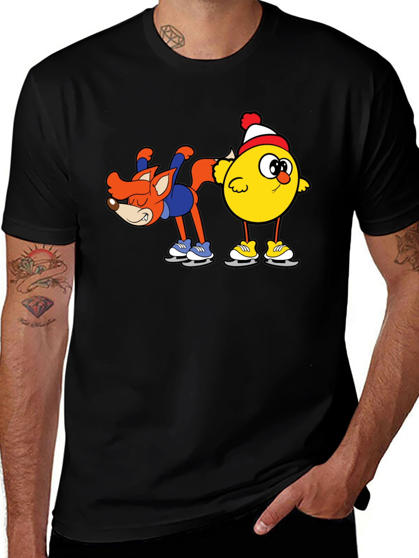 Variant 30 of Funny Fox and Chick Ice Skating T-Shirt