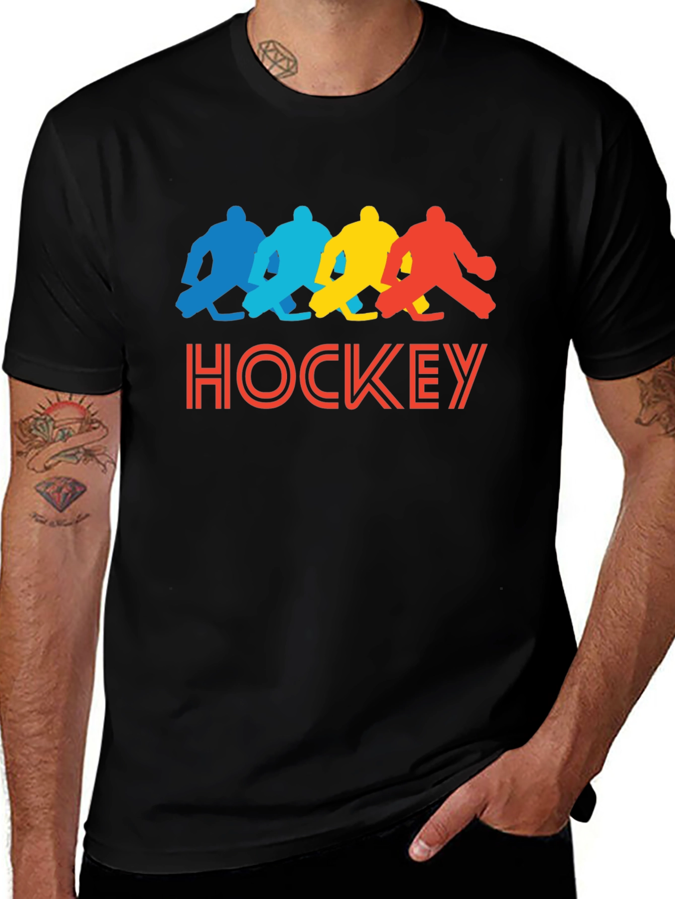 Variant 19 of Hockey Player Graphic Tee - Retro Style
