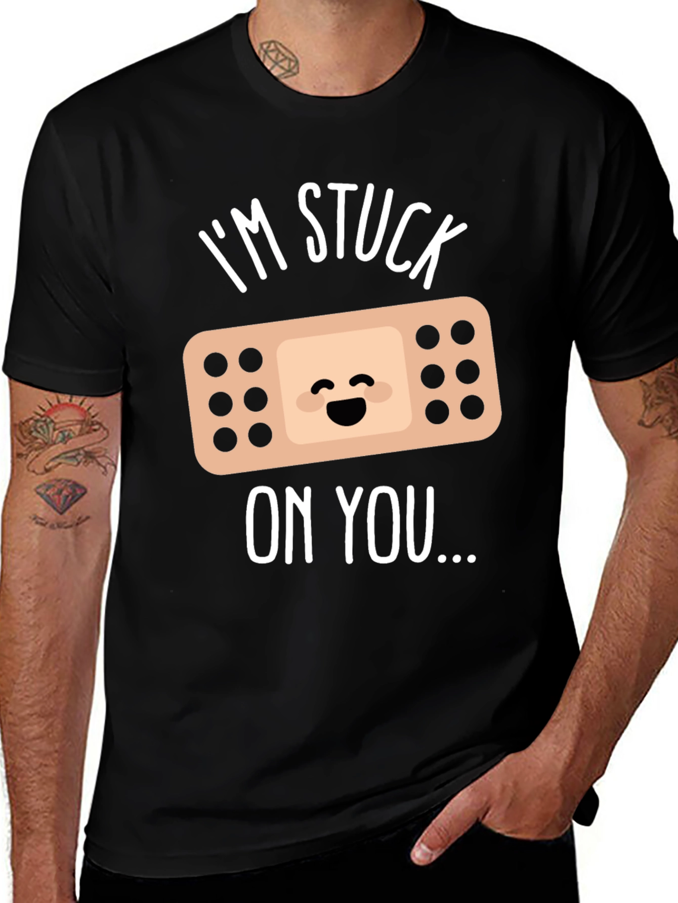 Variant 25 of Stuck On You Bandage Graphic Tee - Black