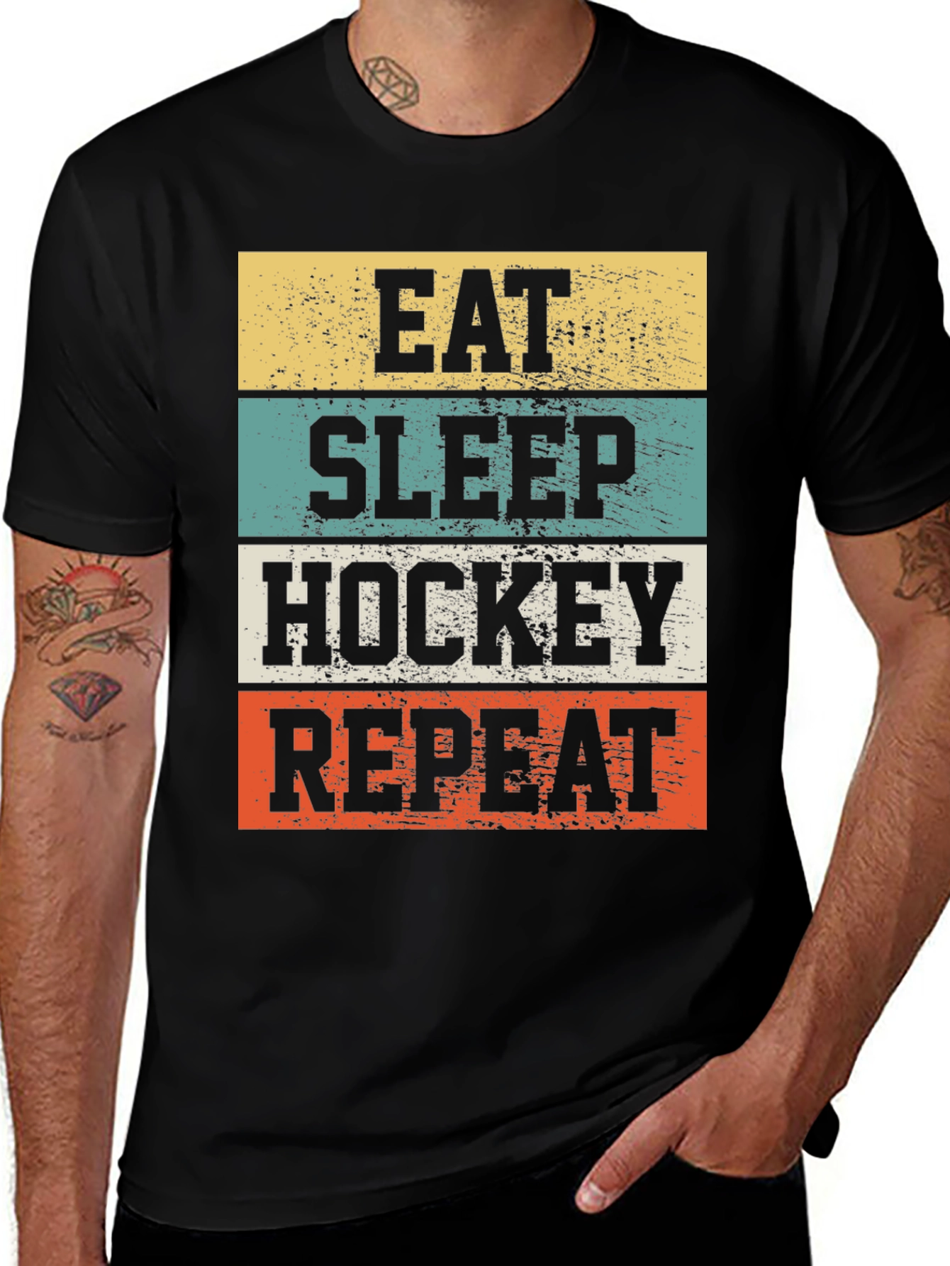 Variant 8 of Eat Sleep Hockey Repeat Graphic T-Shirt