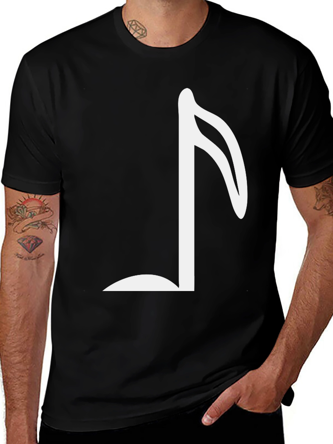 Black Musical Note Graphic Tee - Classic Black T-Shirt main image
