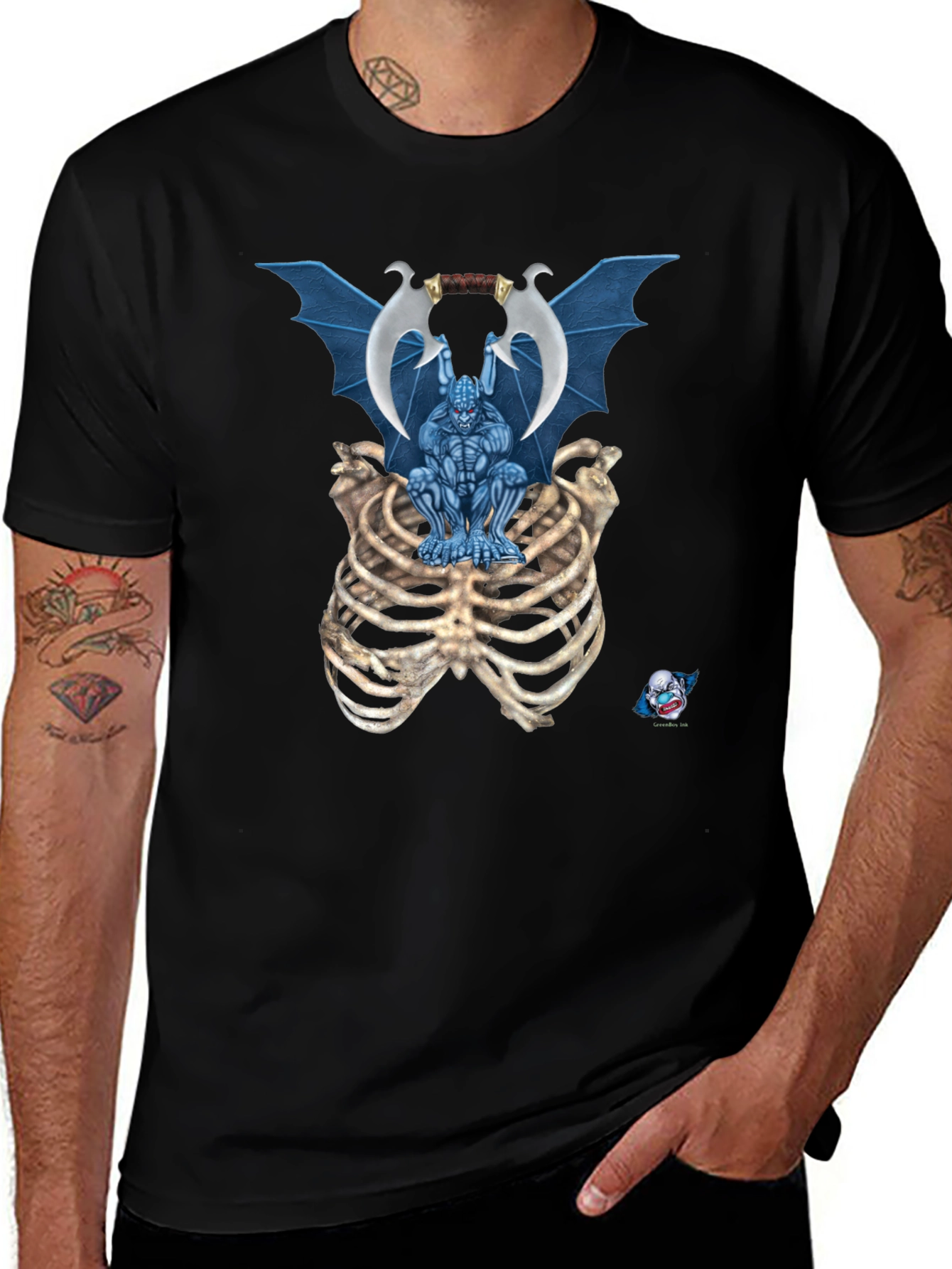 Variant 11 of Gargoyle Ribcage T-Shirt - Unique Gothic Design