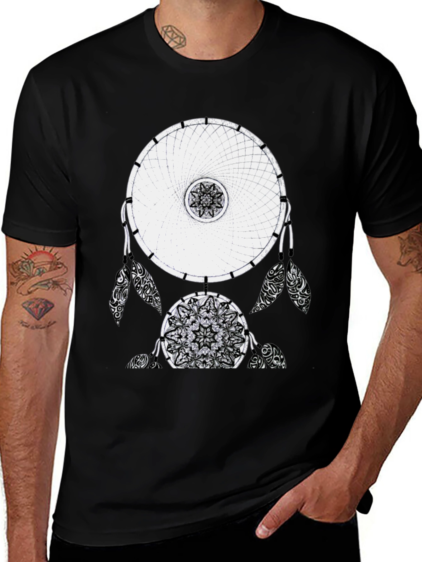 Variant 15 of Dreamcatcher Graphic Tee - Black Cotton Blend