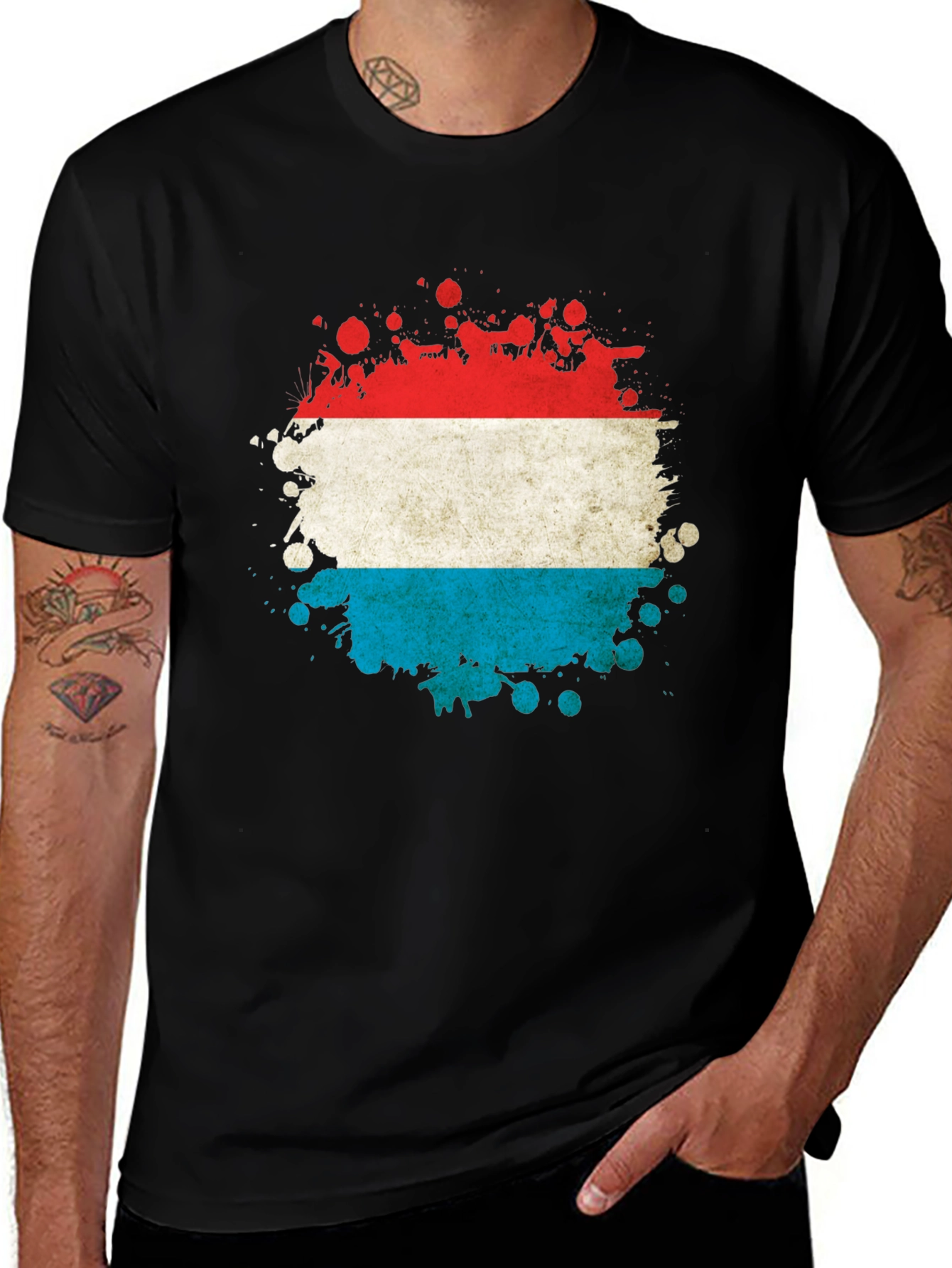 Variant 19 of Luxembourg Flag Splatter T-Shirt