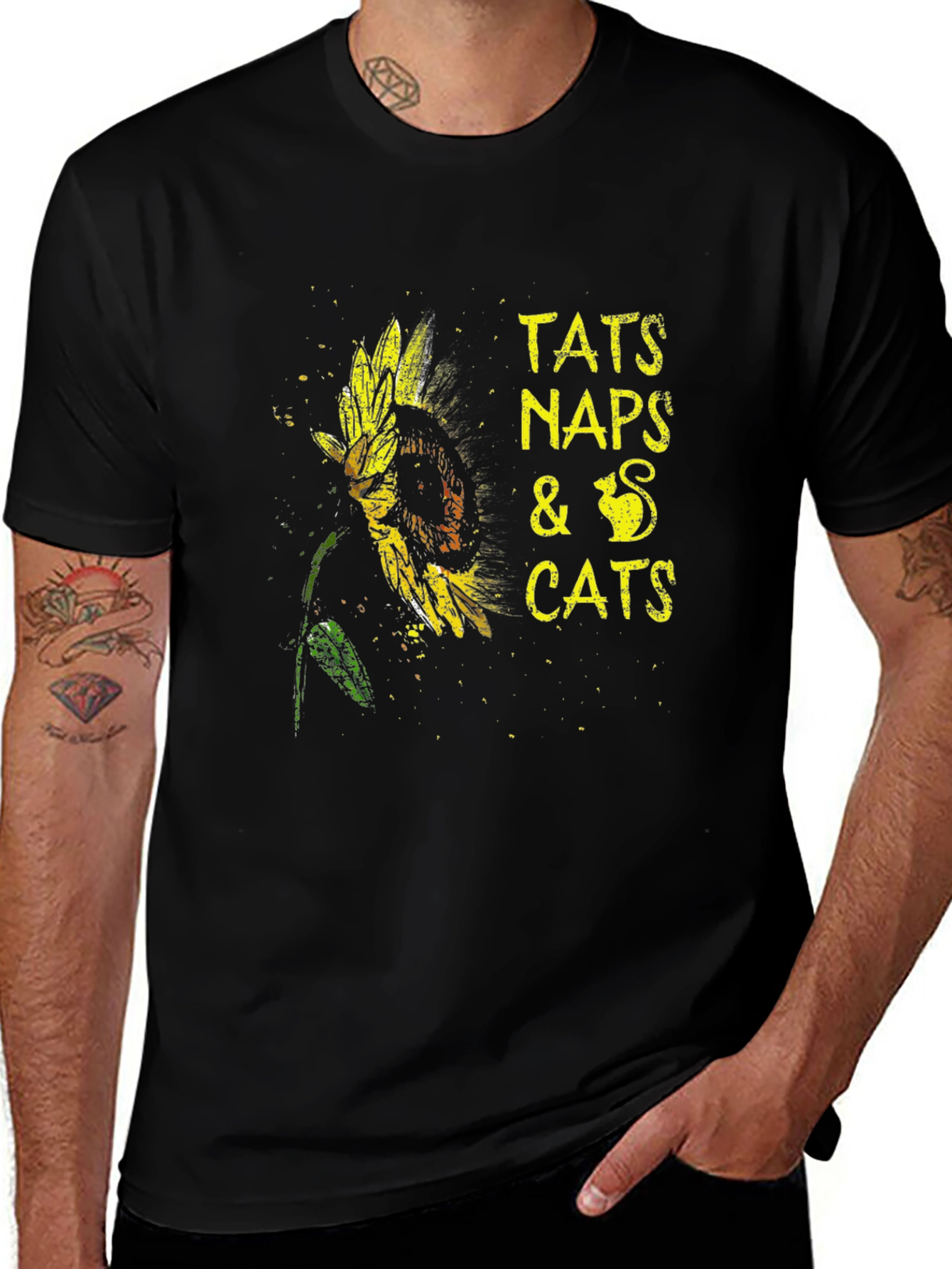 Variant 20 of Tats, Naps & Cats Sunflower Graphic T-Shirt