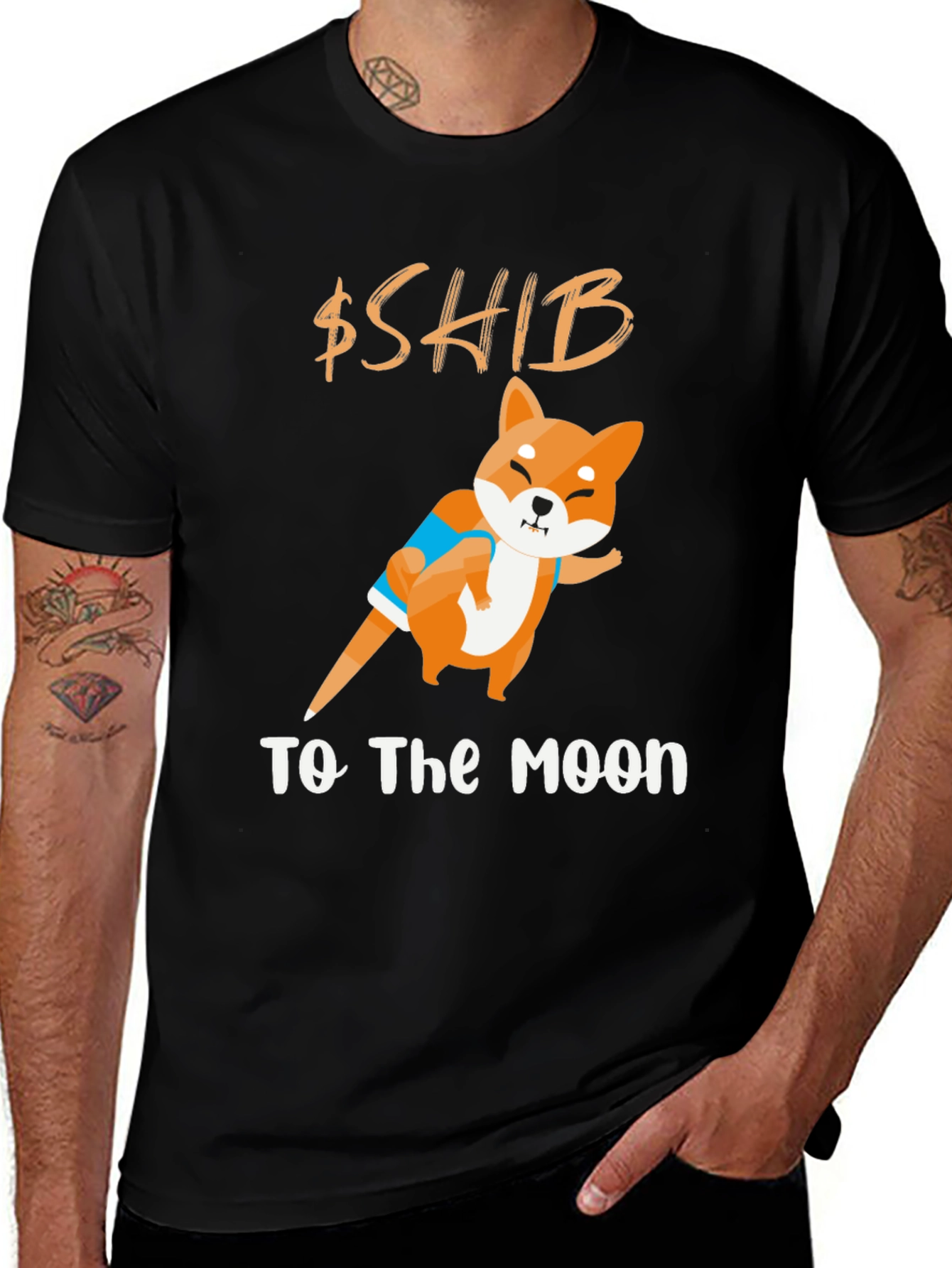 SHIB to the Moon Black T-Shirt