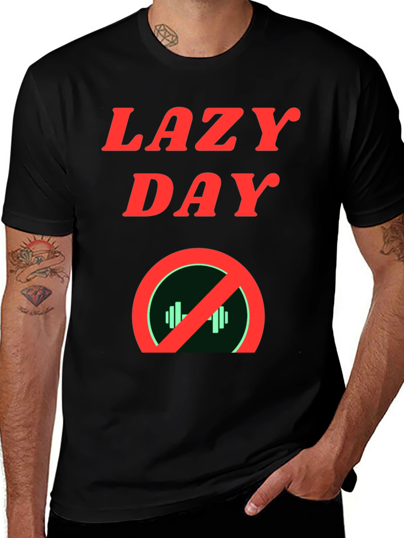 Variant 22 of Lazy Day No Gym Black Graphic Tee