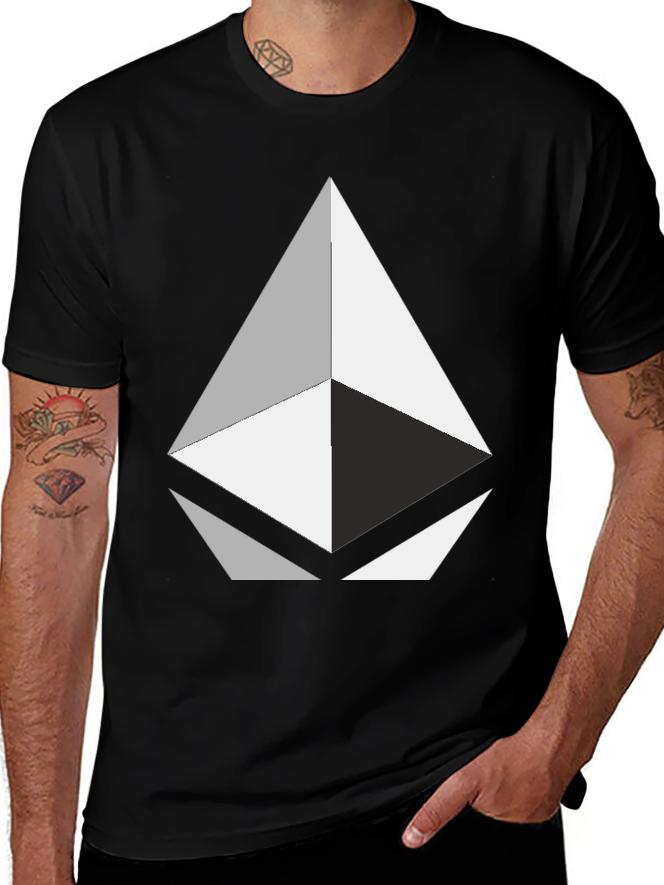 Variant 18 of Geometric Graphic Print Black T-Shirt