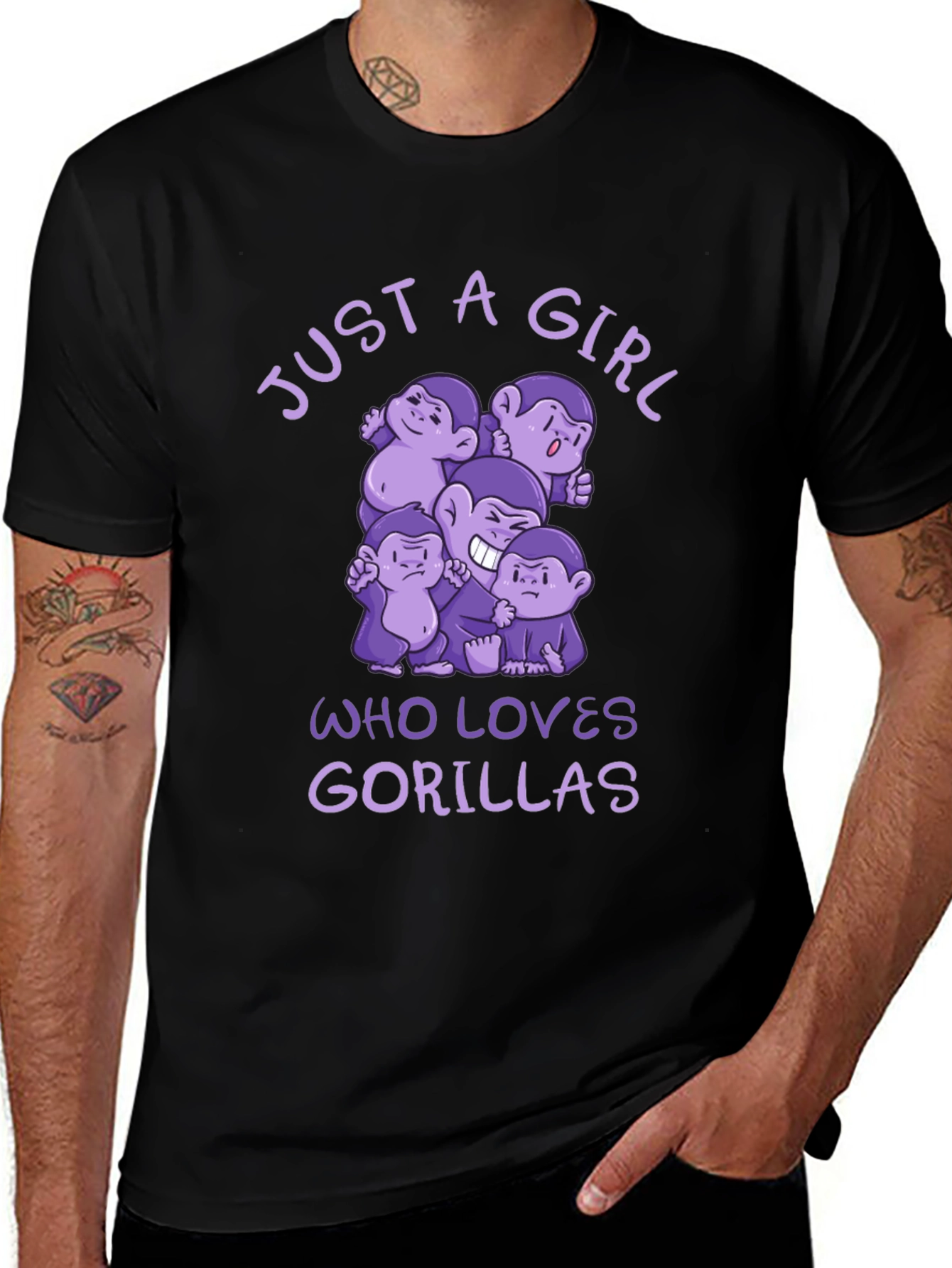 Variant 16 of Just A Girl Who Loves Gorillas Black T-Shirt