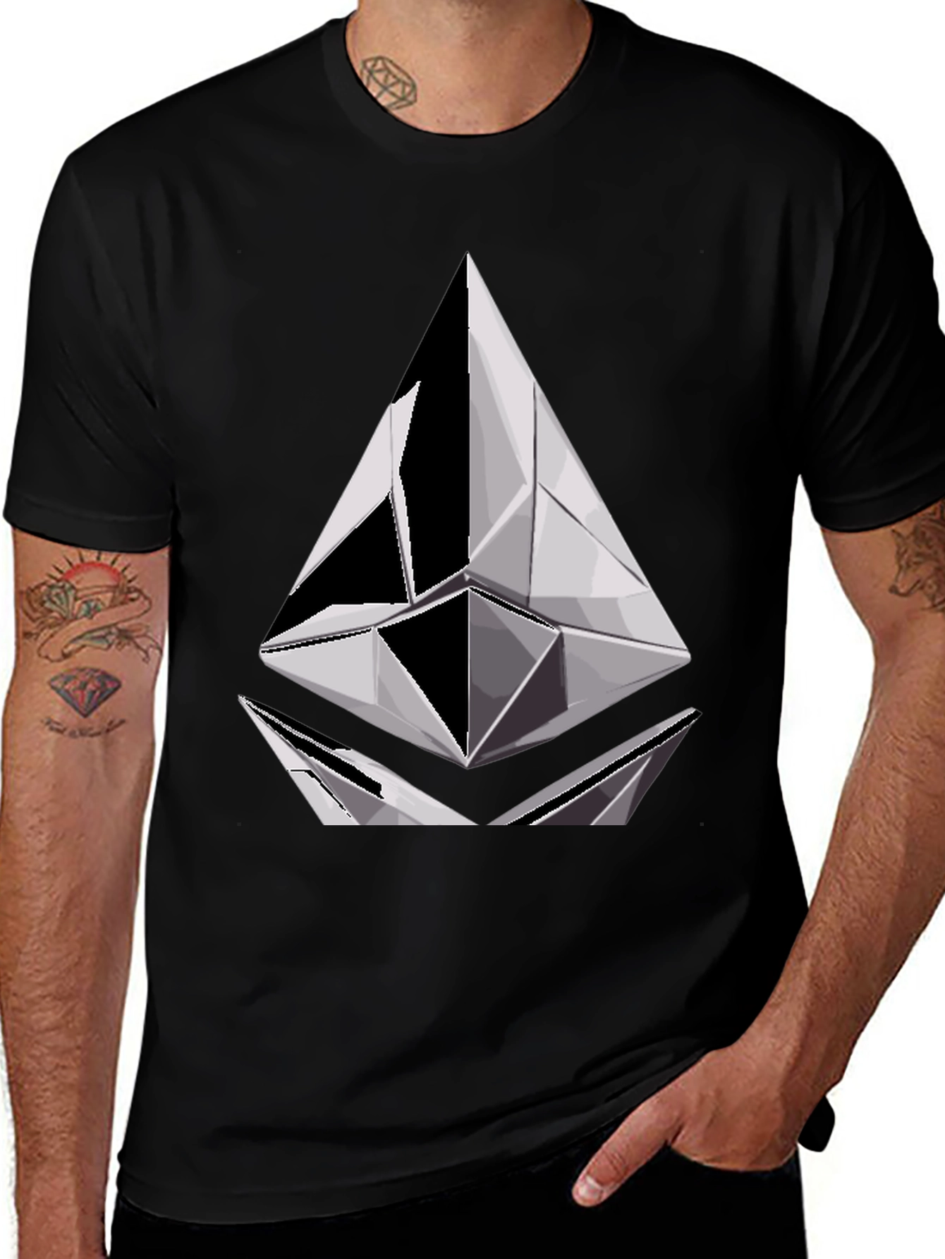 Variant 15 of Modern Geometric Triangle Graphic Black T-Shirt