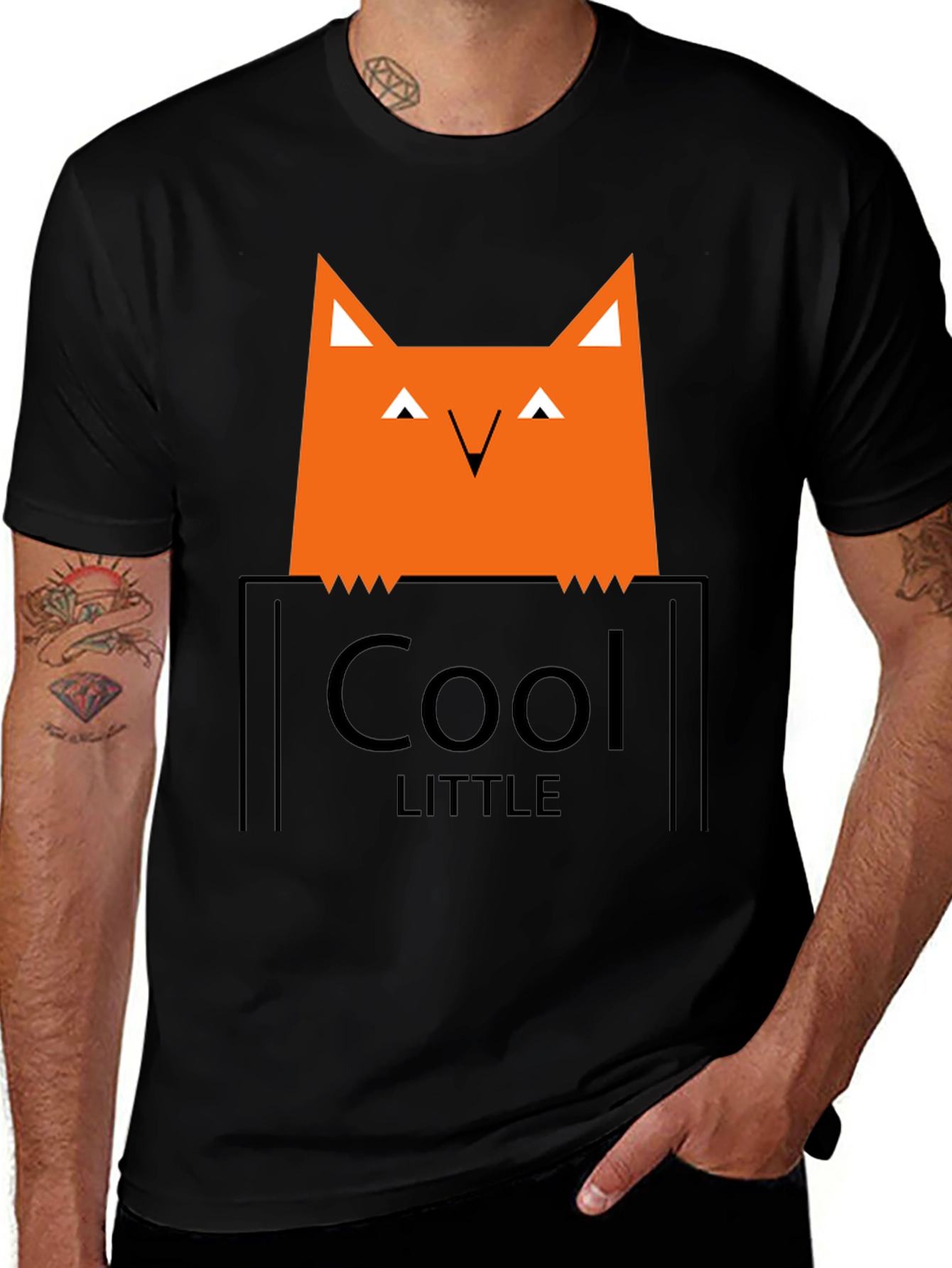 Cool Little Fox Graphic Tee - Black Casual T-Shirt