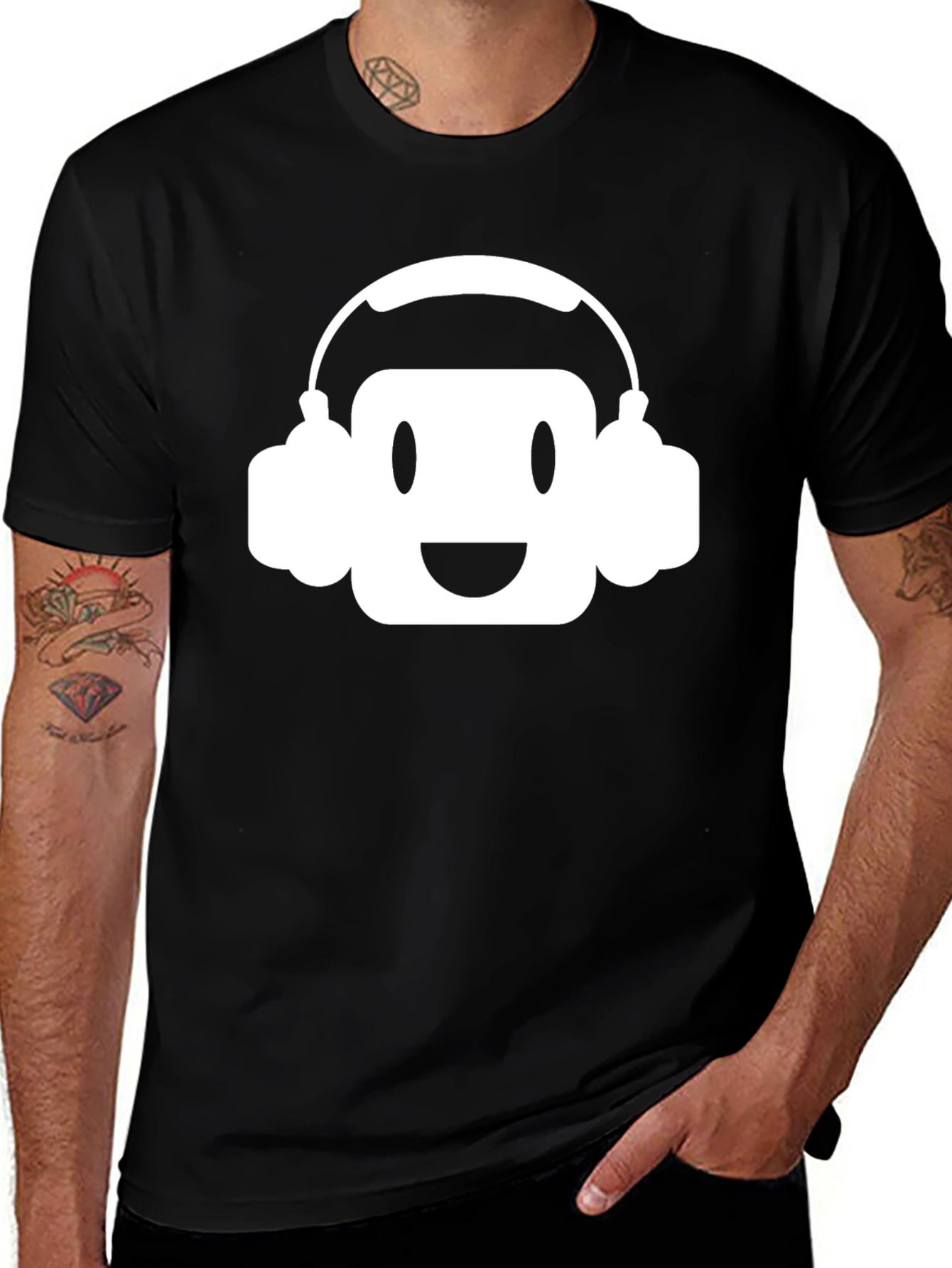 Variant 11 of DJ Emoji Graphic Tee - Black Cotton T-Shirt