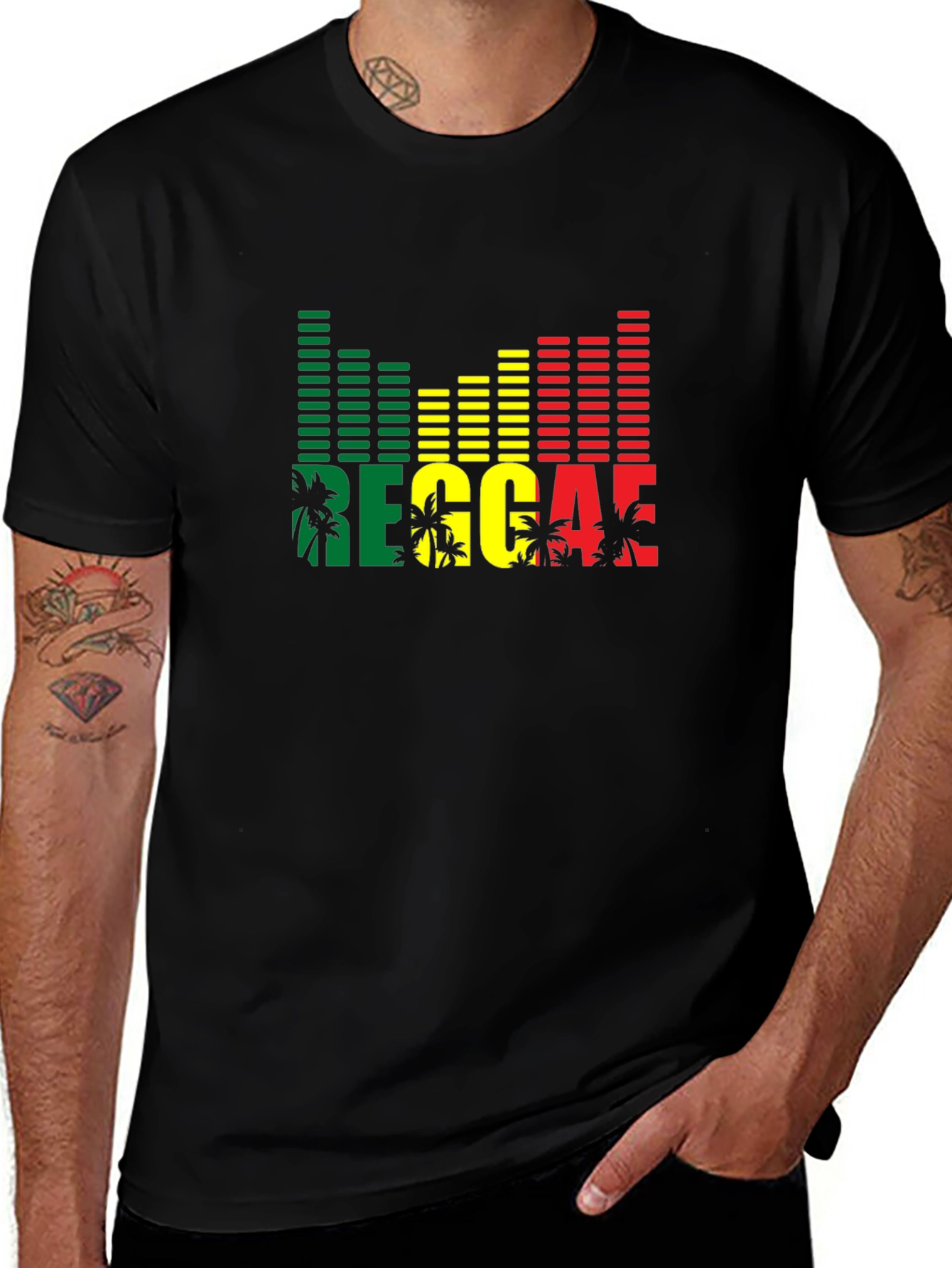Variant 11 of Reggae Music Black Graphic Tee Shirt