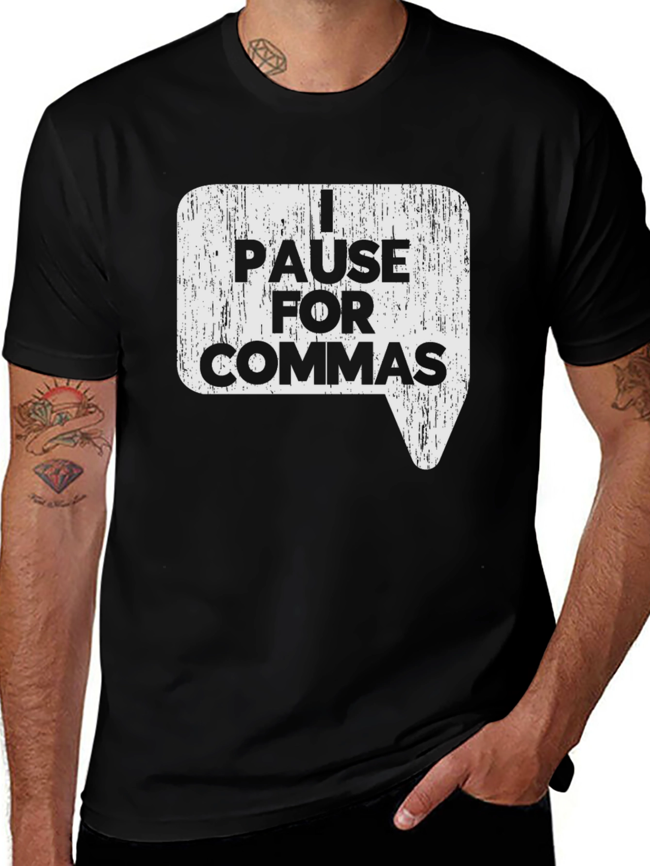 Variant 8 of I Pause for Commas Black Graphic T-Shirt