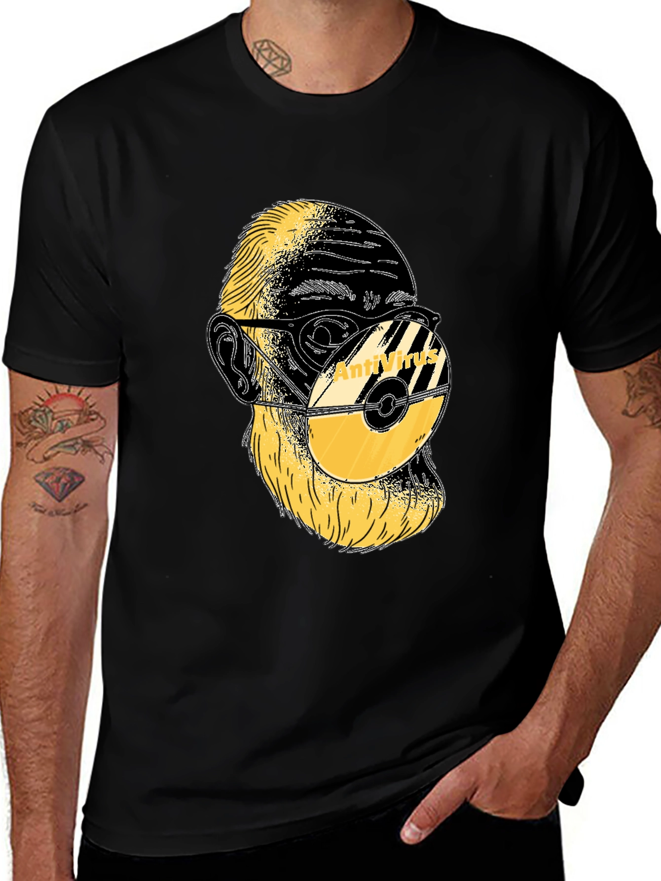 Variant 6 of Anti-Virus Monkey Tee - Stylish & Unique Black T-Shirt