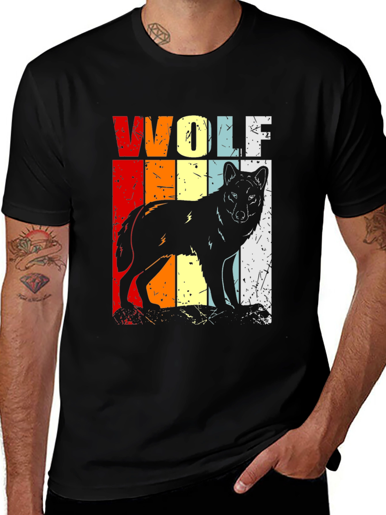 Variant 9 of Retro Wolf Graphic Tee - Vintage Style T-Shirt
