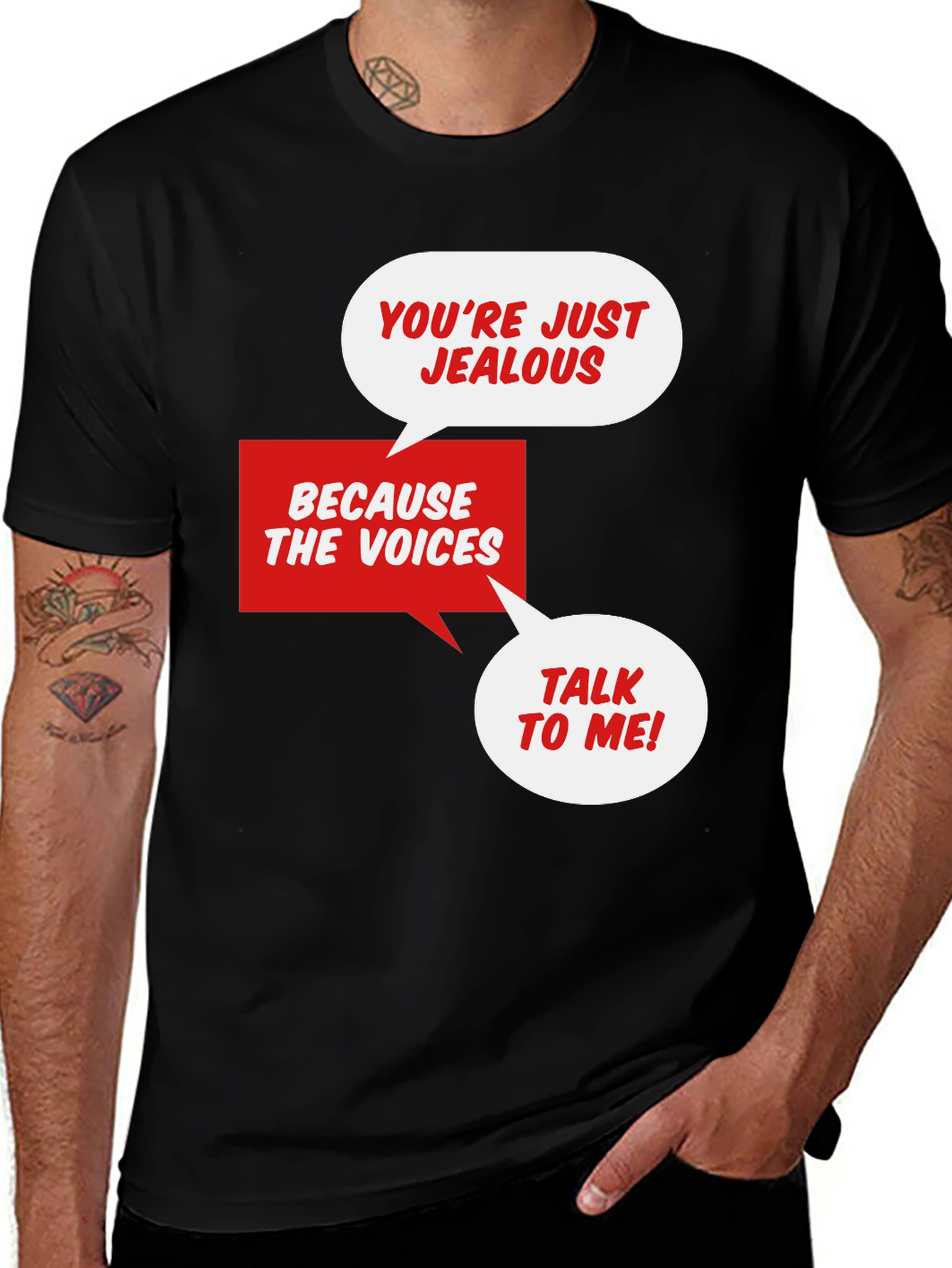 Variant 6 of Funny Graphic T-Shirt: Jealous Voices Tee