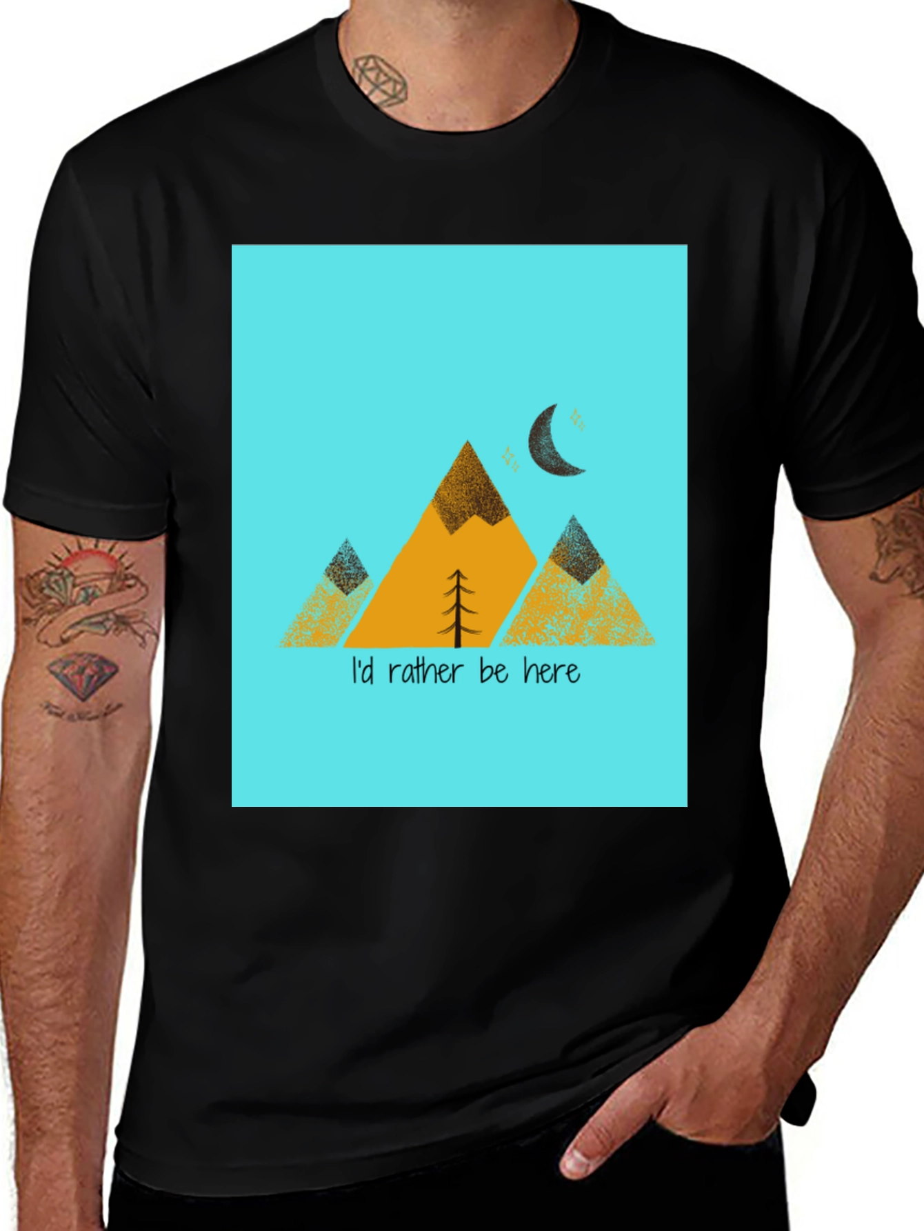 Variant 2 of Mountain Graphic Tee - I'd Rather Be Here