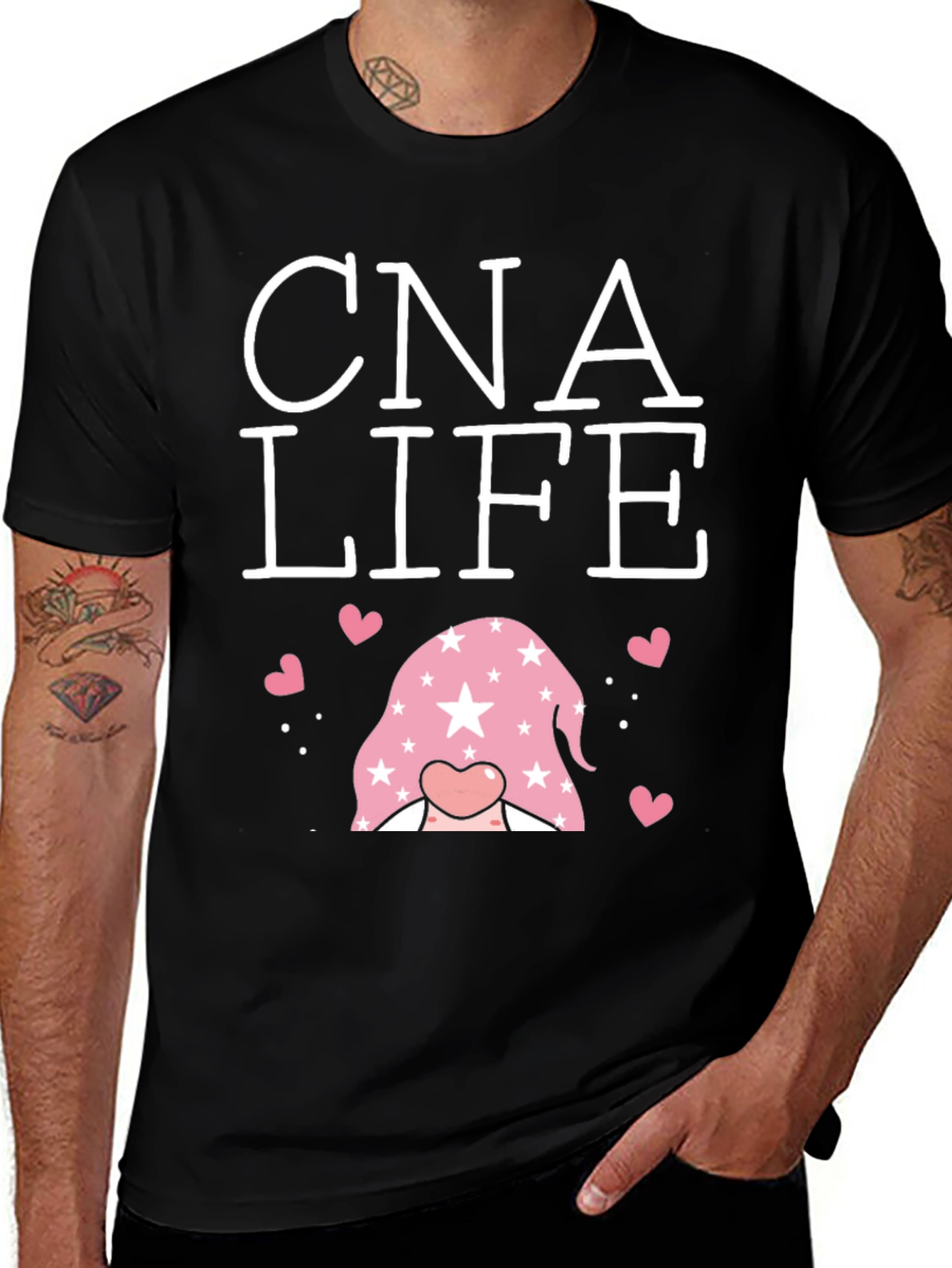 CNA Life Gnome Heart T-Shirt - Black