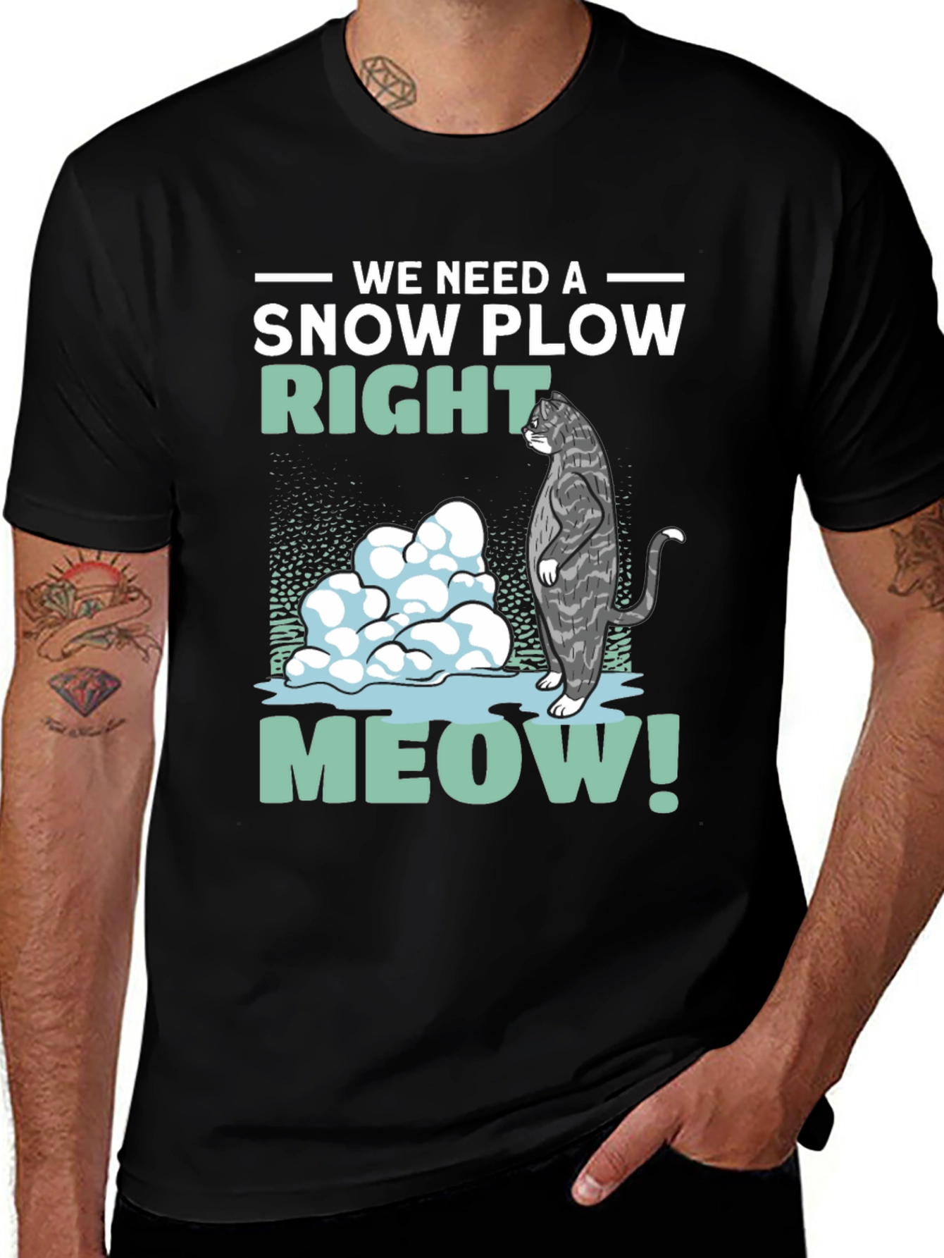 Variant 10 of Snow Plow Cat T-Shirt - Meow!