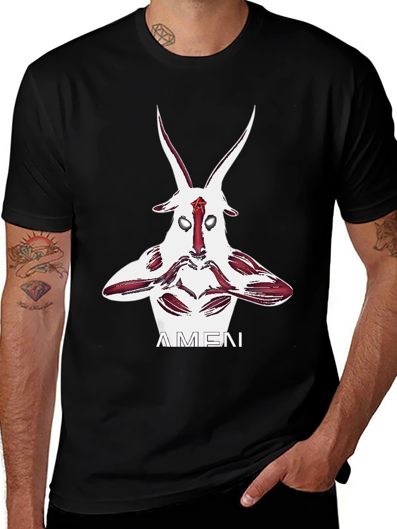 Variant 18 of Occult Goat Graphic Tee - Stylish Black Cotton T-Shirt