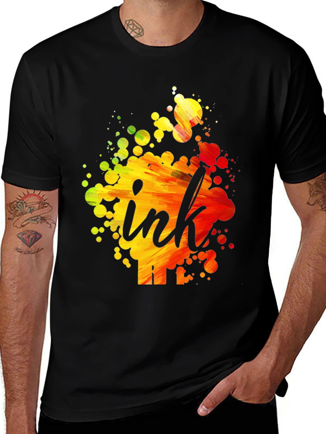 Variant 21 of Ink Splatter Graphic T-Shirt - Artistic Crew Neck Tee