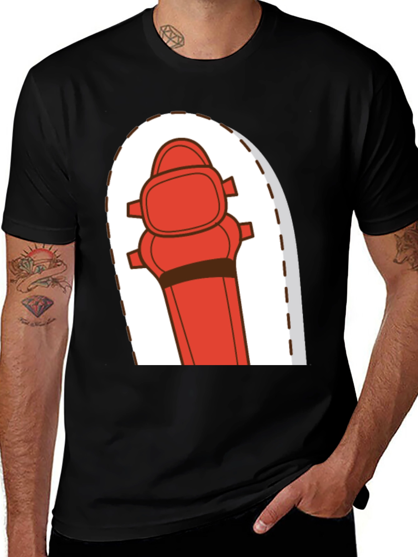 Variant 29 of Cartoon Fire Hydrant Graphic Tee - Black