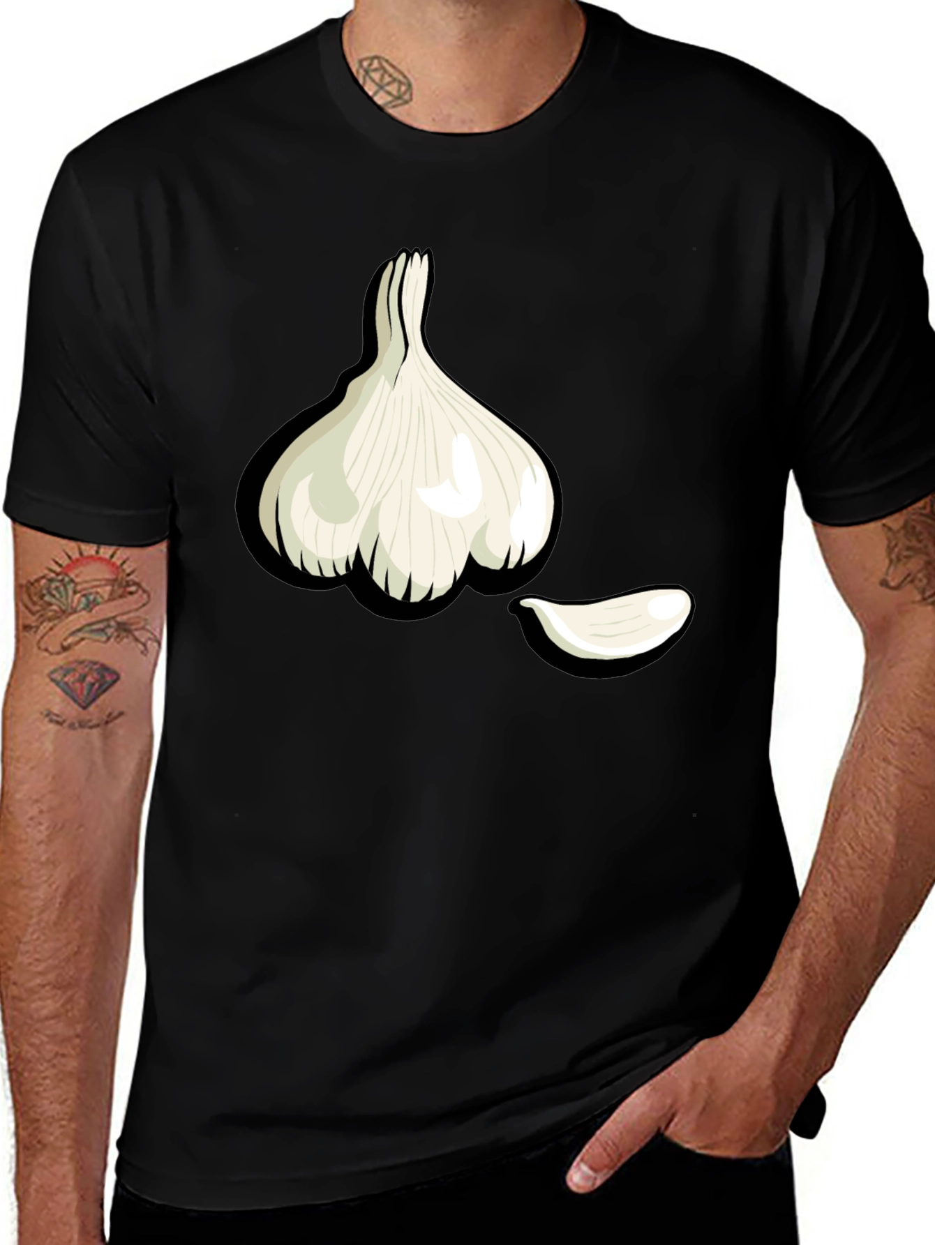 Variant 17 of Garlic Graphic Tee - Black Cotton Blend