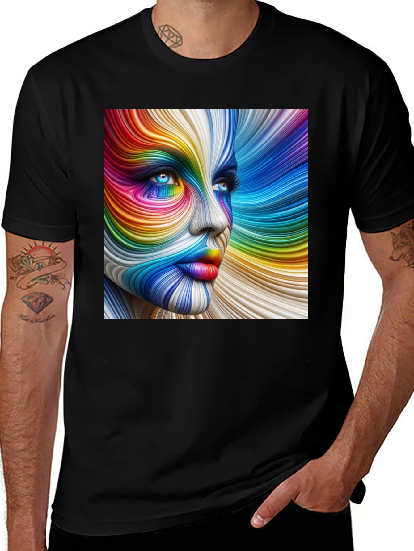Variant 11 of Rainbow Face Graphic T-Shirt - Vivid Art Tee